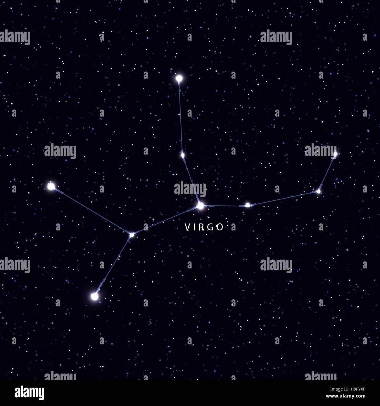 Carte Du Ciel Avec Le Nom Des Etoiles Et Constellations Symbole Astronomique Constellation De La Vierge Image Vectorielle Stock Alamy