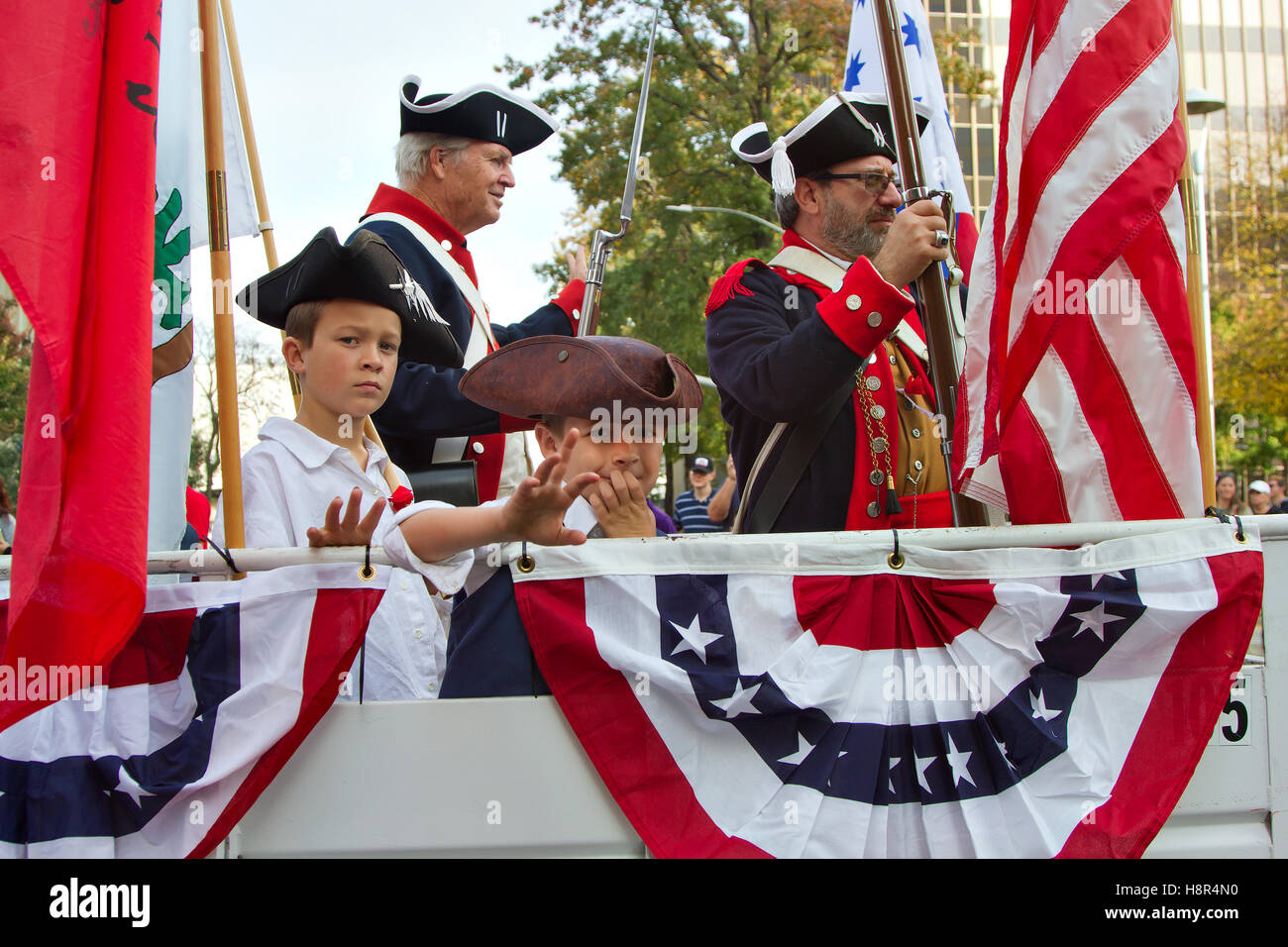 Sacramento Veteran's Day Parade, peu patriote. Banque D'Images