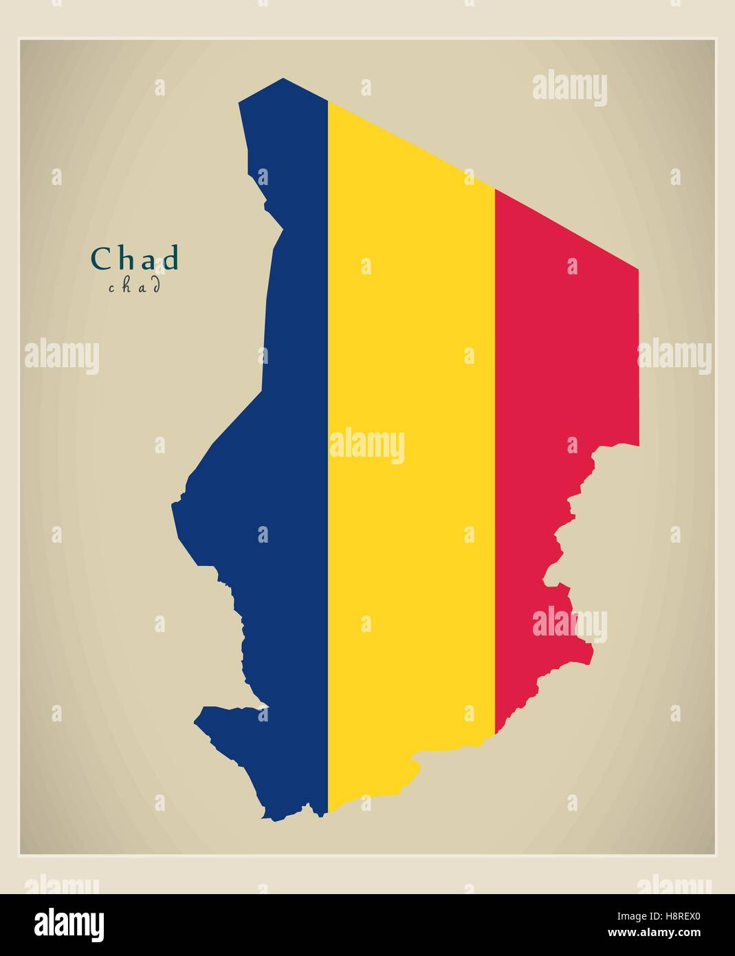 Carte moderne - drapeau Tchad TD couleur Illustration de Vecteur