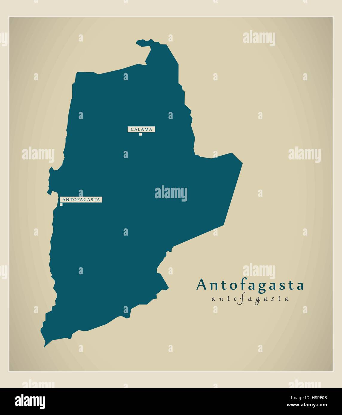 Carte moderne - Antofagasta CL Illustration de Vecteur