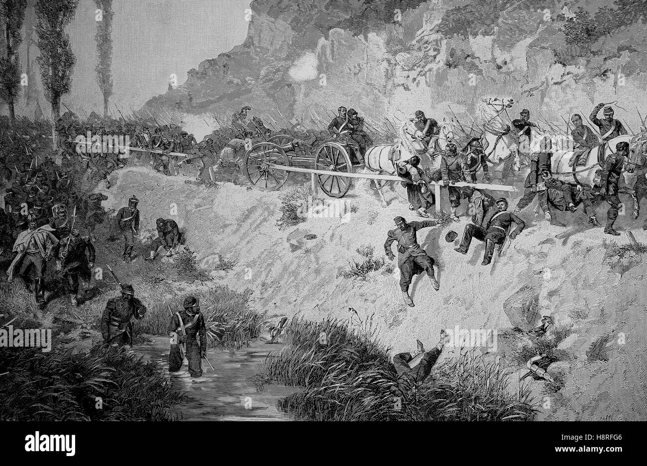 - Prusse french war 1870, la retraite des soldats français à Metz sur le 18. Août 1870 Banque D'Images