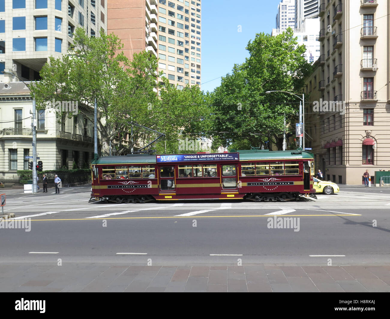Circle tram central à Melbourne, en passant par le Quartier Central des Affaires Banque D'Images