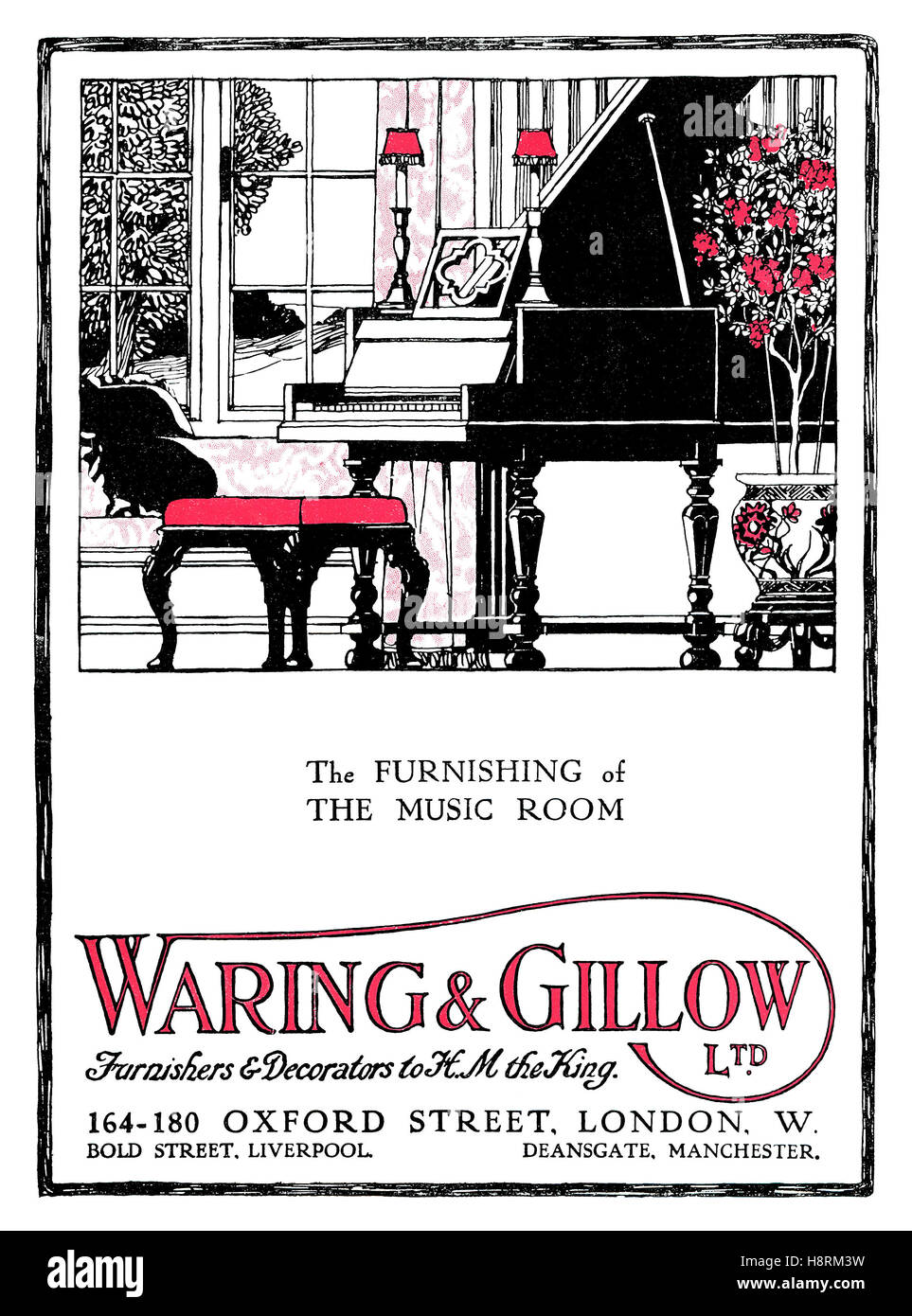 1916 La publicité pour les magasins Gillow et Waring Banque D'Images