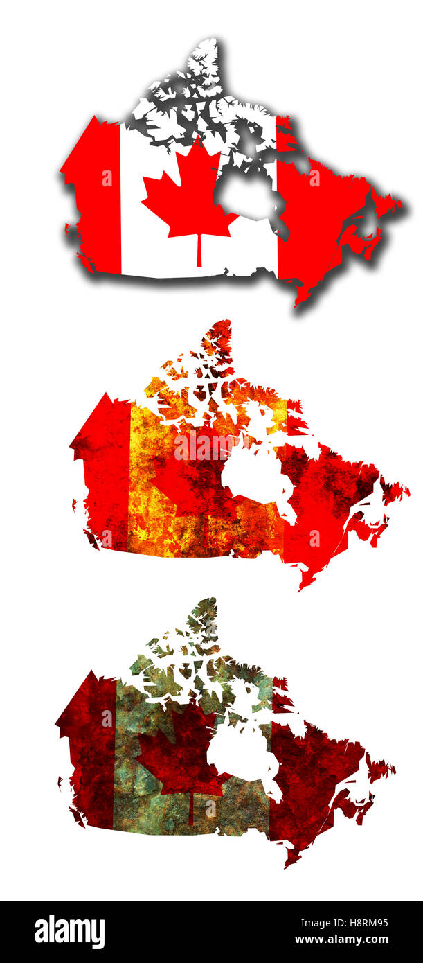Quelques vieux grunge flag et le territoire du canada Banque D'Images