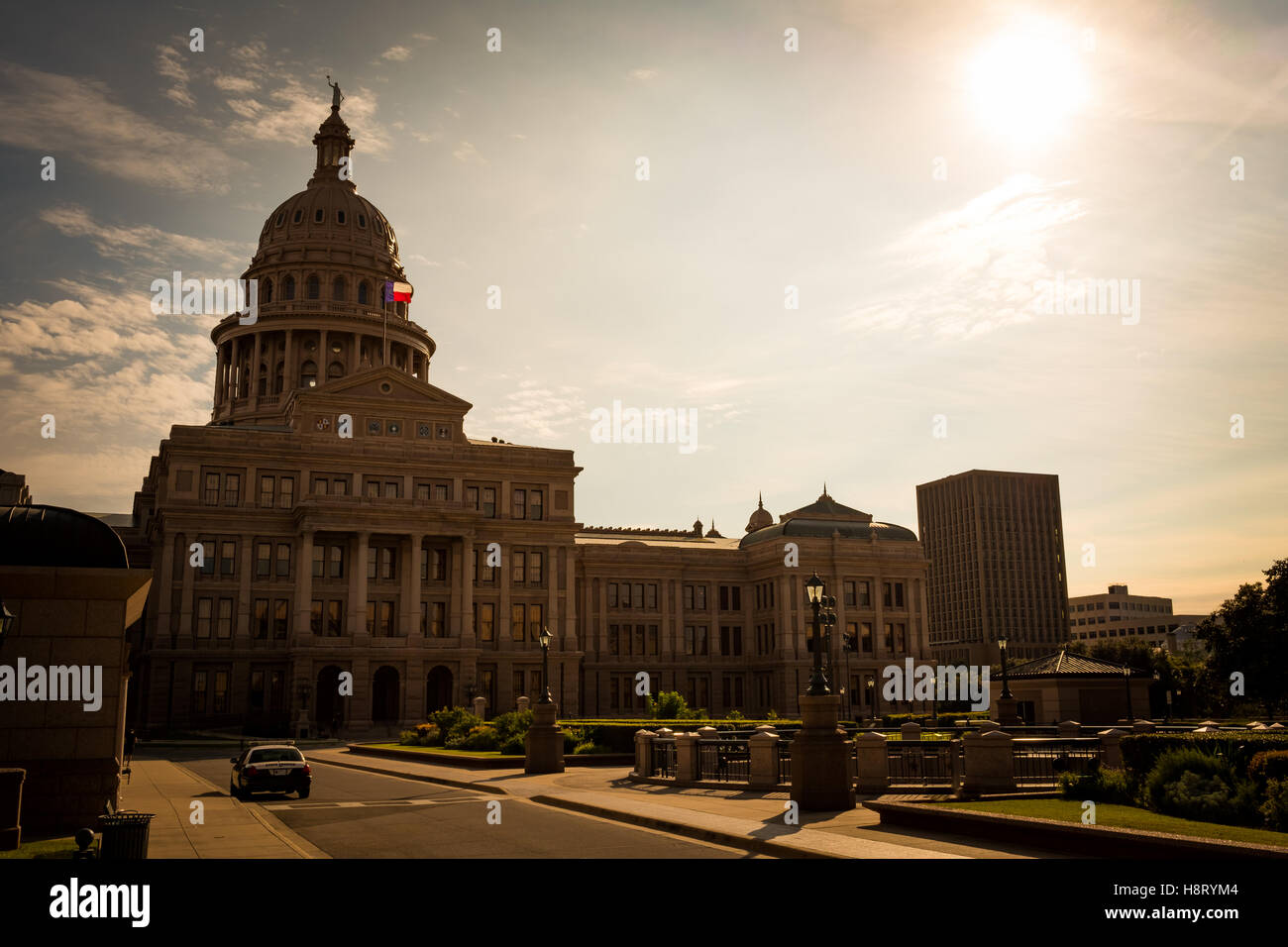 La fin de l'été journée à la capitale de l'État du Texas, Congress Avenue, Austin, Texas, United States. Banque D'Images