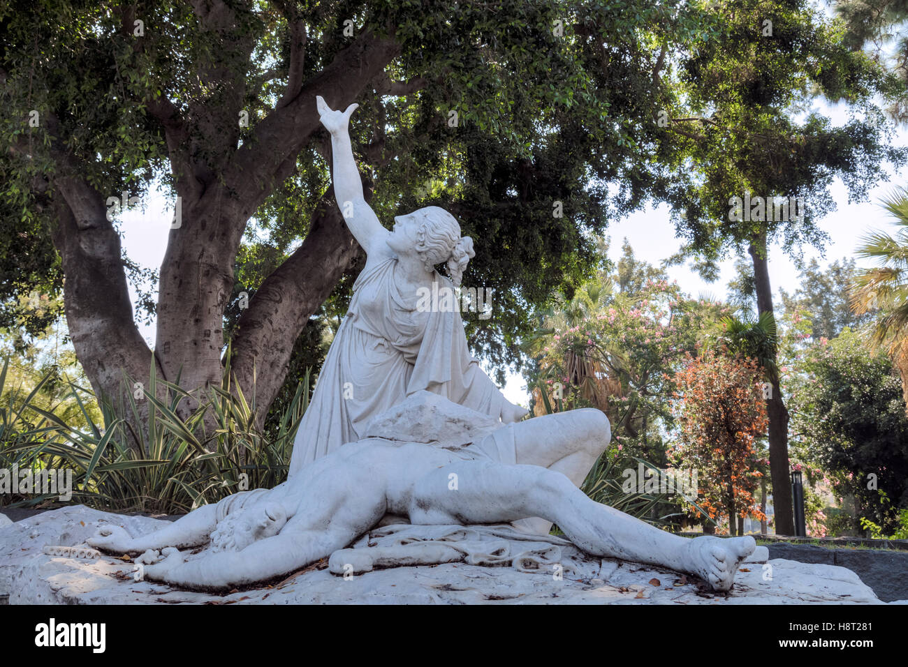Statue de l'ACI et Galatée, Acireale, Villa Belvedere, Catane, Sicile, Italie Banque D'Images