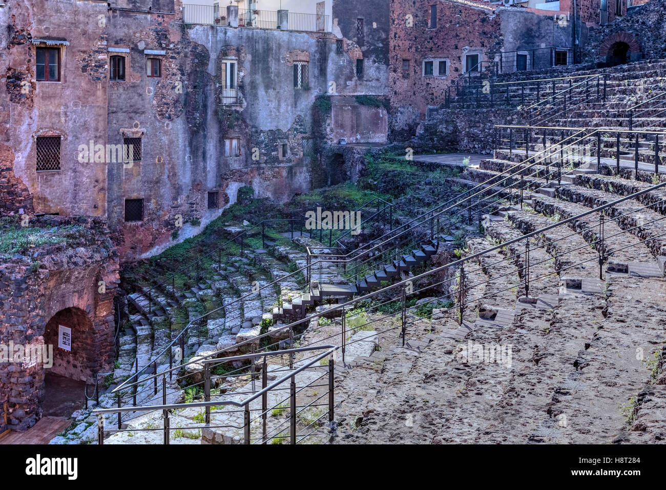 Teatro Romano, Catane, Sicile, Italie Banque D'Images