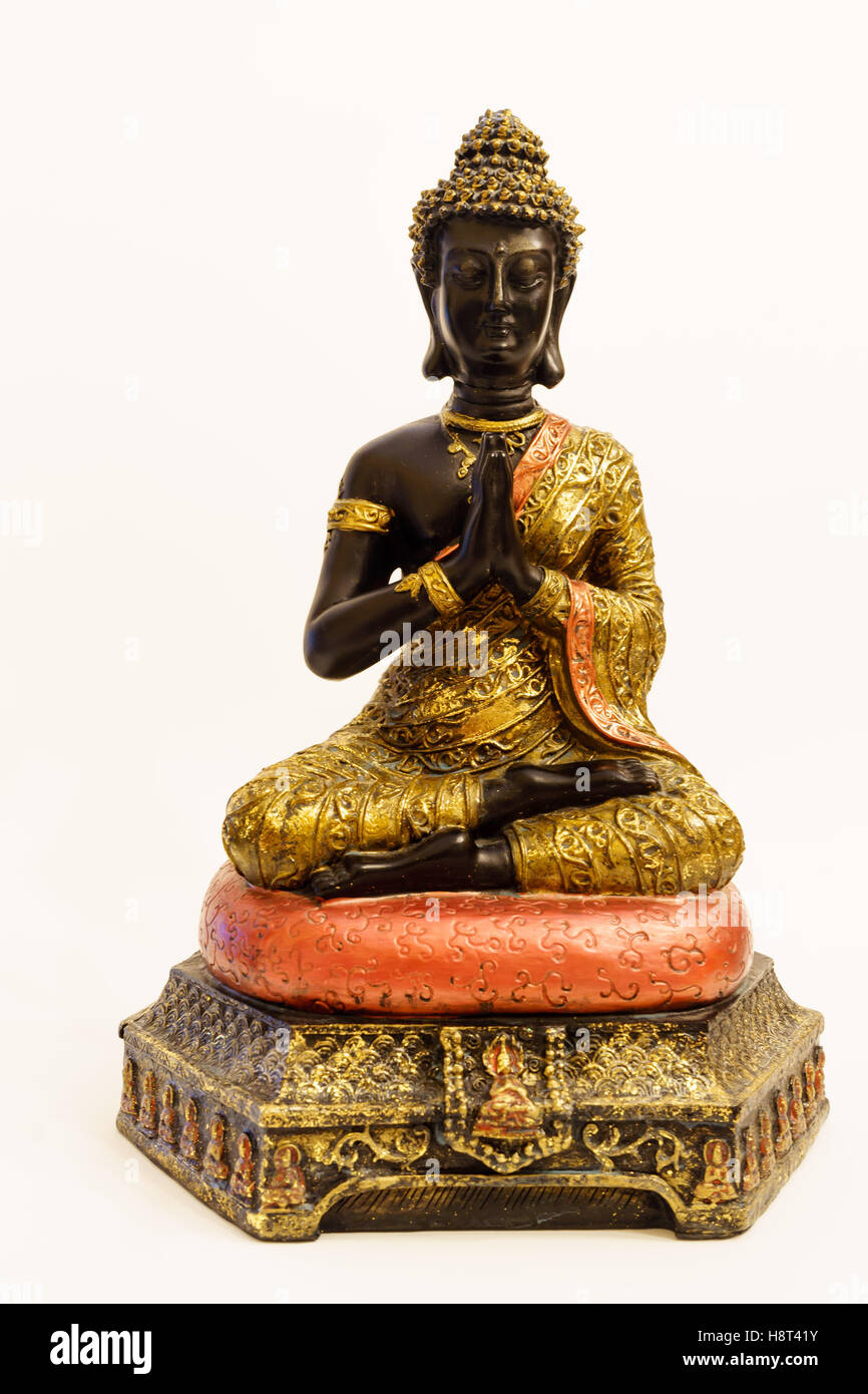 Assis Bouddha noir acheté au magasin dans la région de Tacoma Washington Banque D'Images