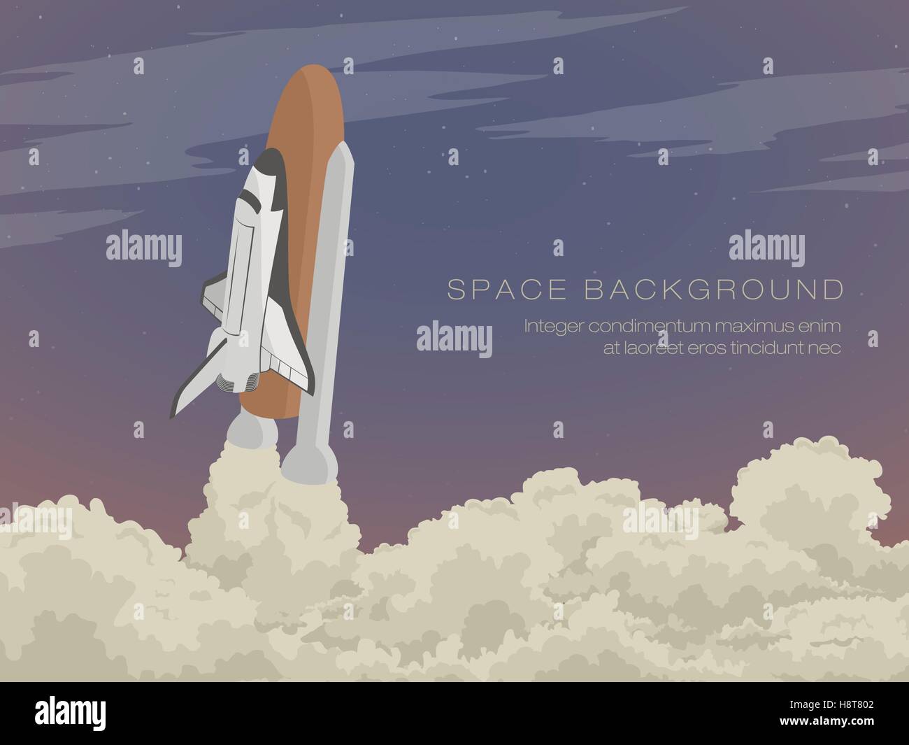 Blast Off Launch pad vole dans l'espace Navette Illustration de Vecteur