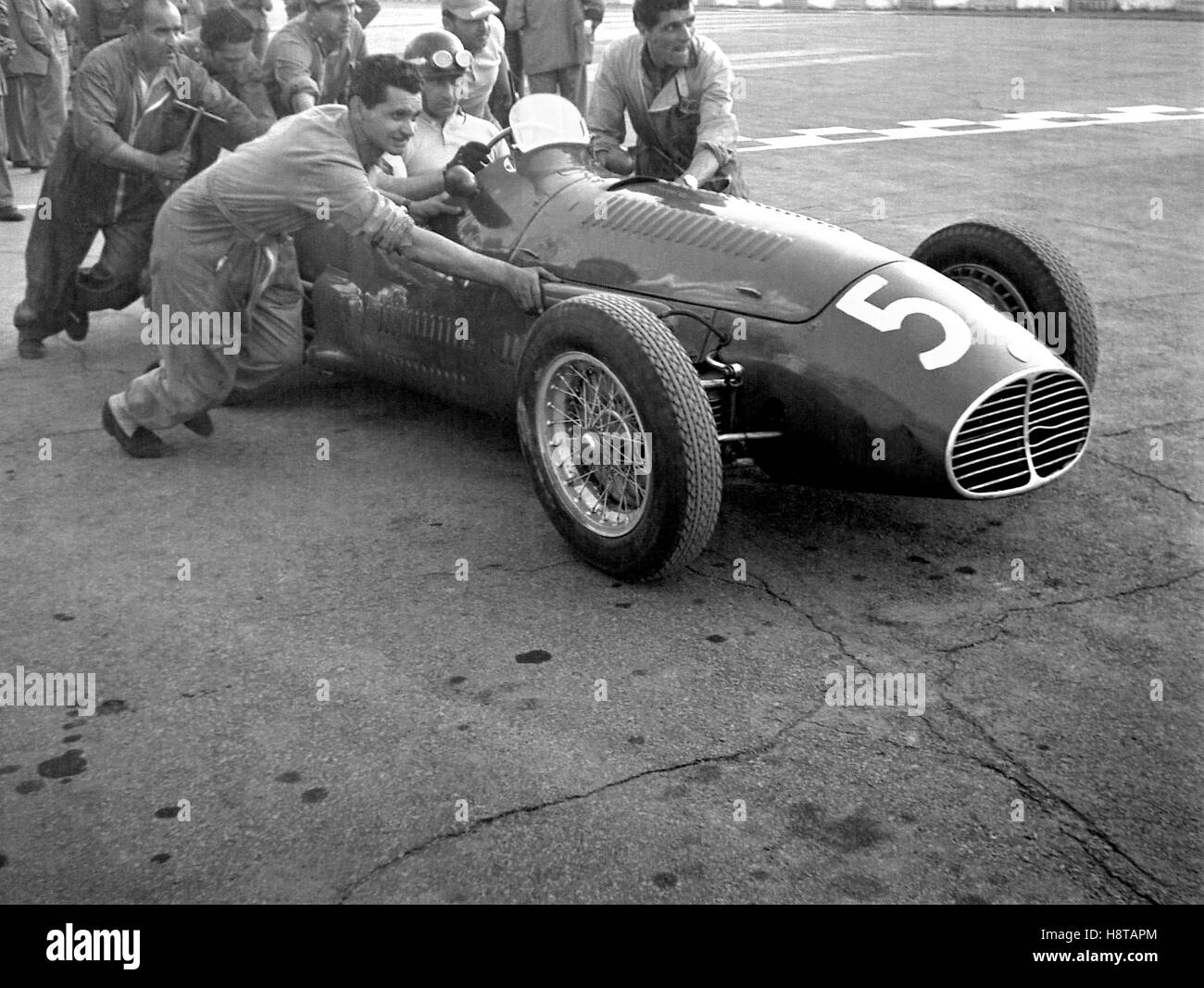 Grand Prix d'Italie 1953 FANGIO MASERATI BORSARI Banque D'Images
