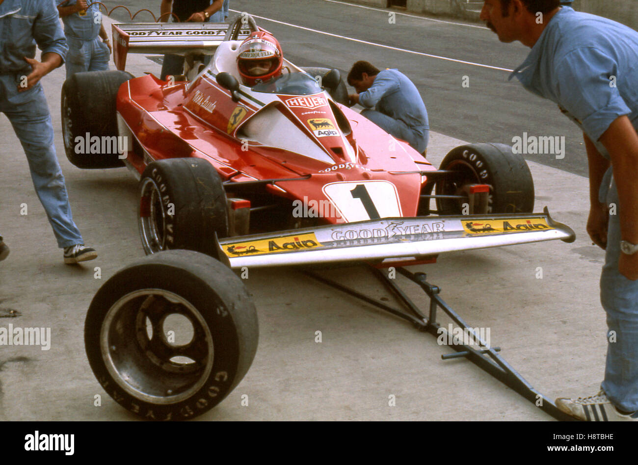 Les fosses 2 LAUDA FERRARI Banque D'Images