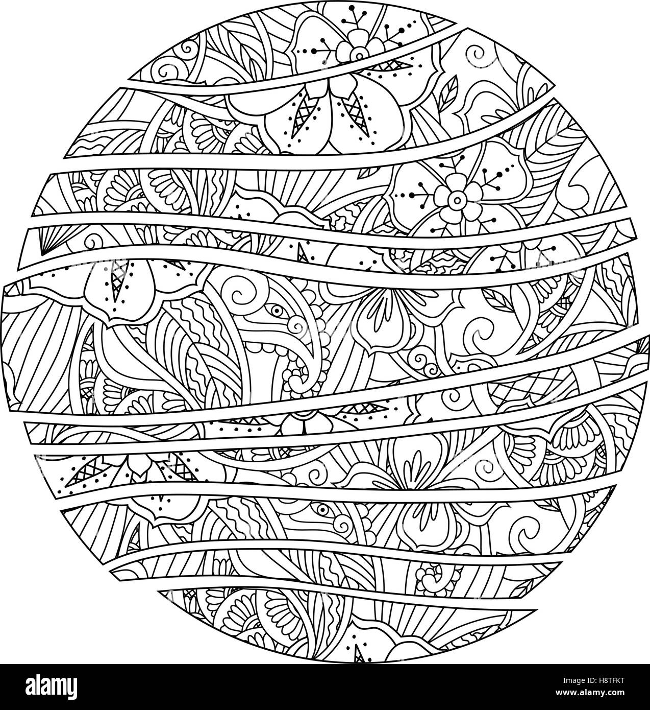 Mandala mendie. Abstract wave circle avec des fleurs et des feuilles l'ornement. Illustration de Vecteur Mandala mendie. Abstract wave circle avec des fleurs et des feuilles l'ornement. Illustration de Vecteur