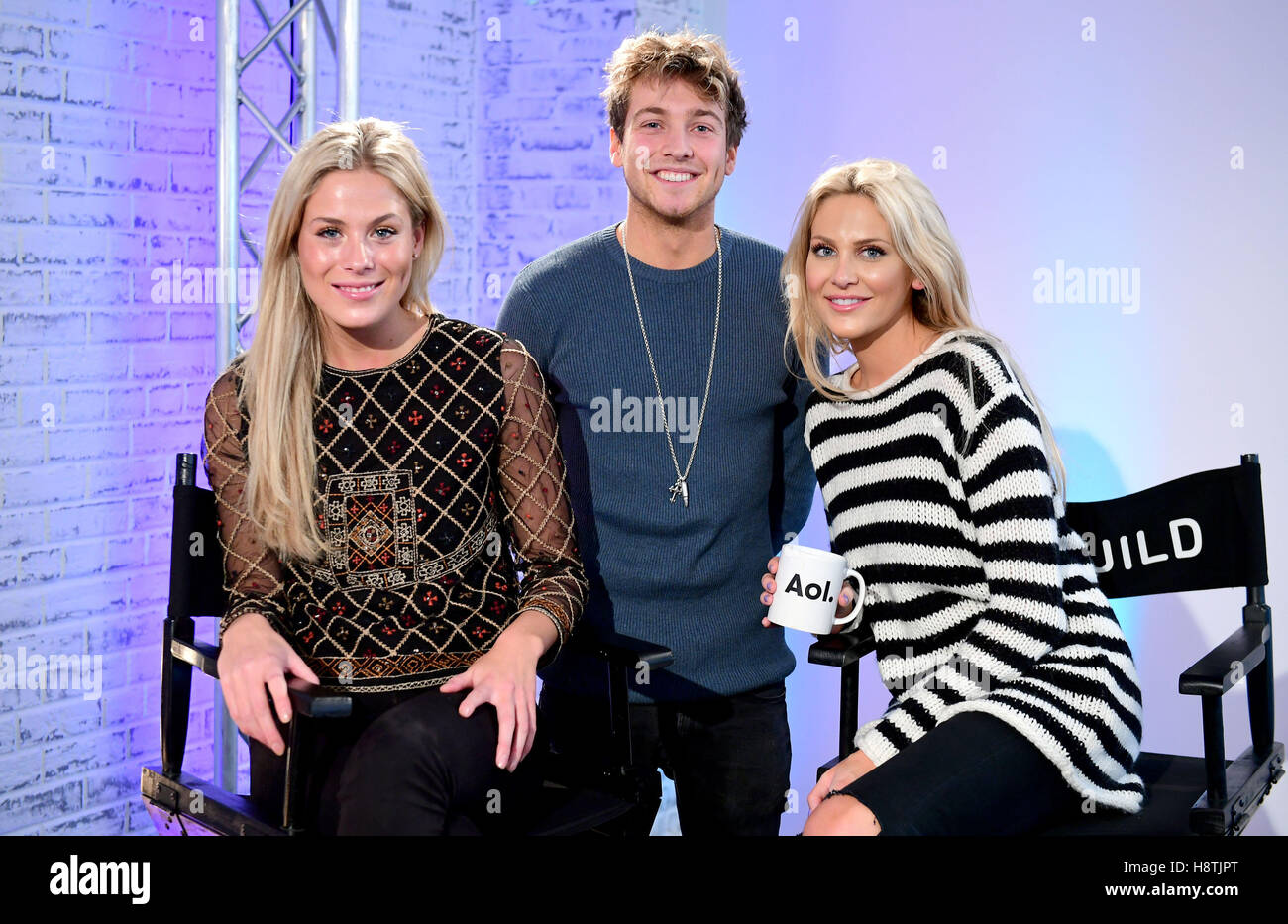 Frankie Gaff, Sam Thompson et Stephanie Pratt, de fait, à Chelsea, parlant à une série d'événements Londres CONSTRUIRE AOL AOL à Capper Street à Londres. Banque D'Images