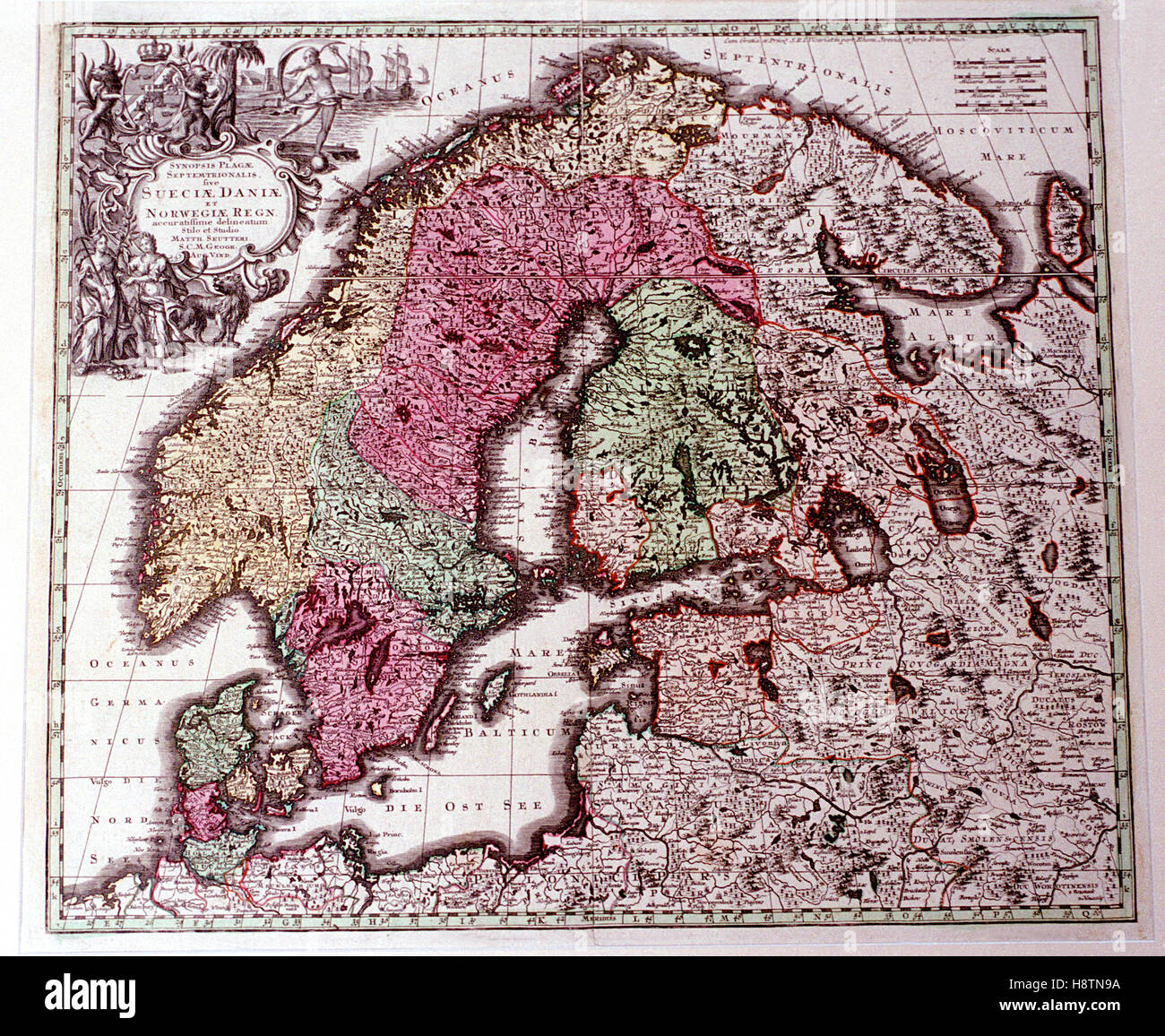 Ancienne carte des pays nordiques dans les années 1600 Banque D'Images