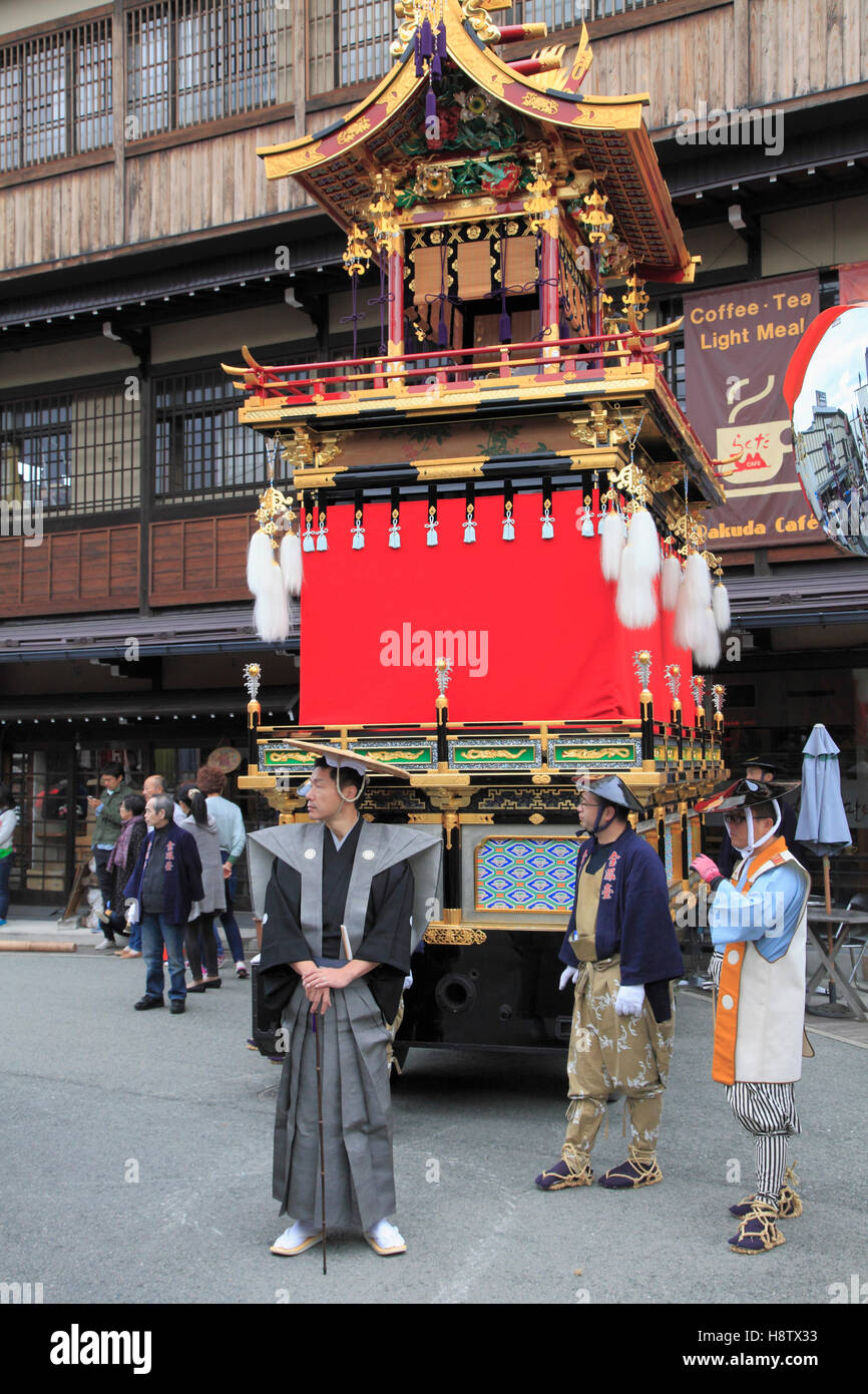 Le Japon, Gifu, Takayama, festival, float, personnes, Banque D'Images