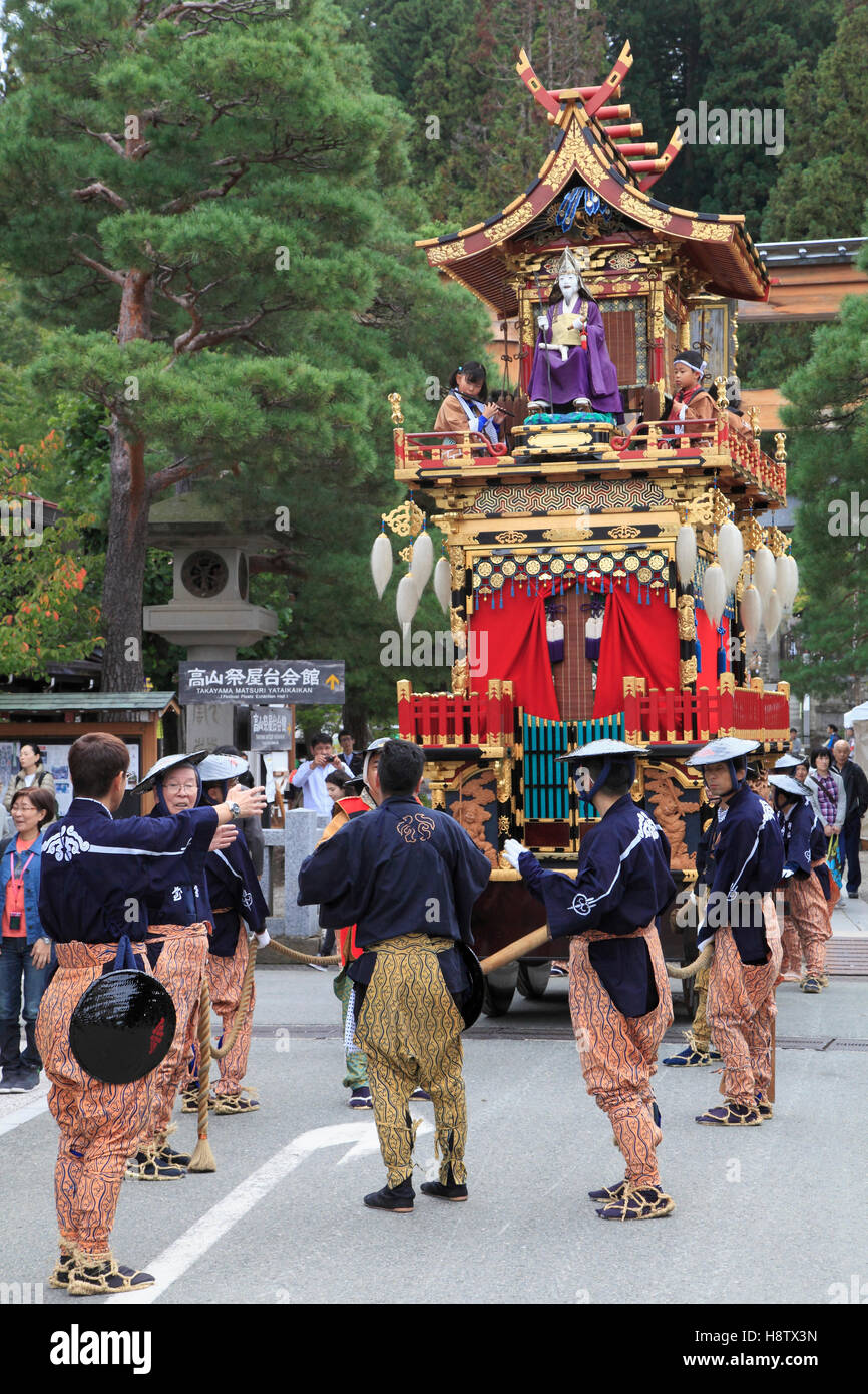 Le Japon, Gifu, Takayama, festival, float, personnes, Banque D'Images