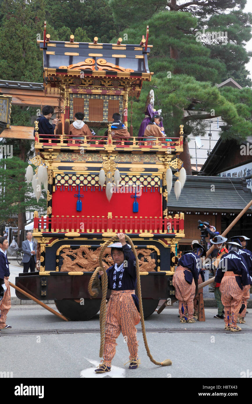 Le Japon, Gifu, Takayama, festival, float, personnes, Banque D'Images