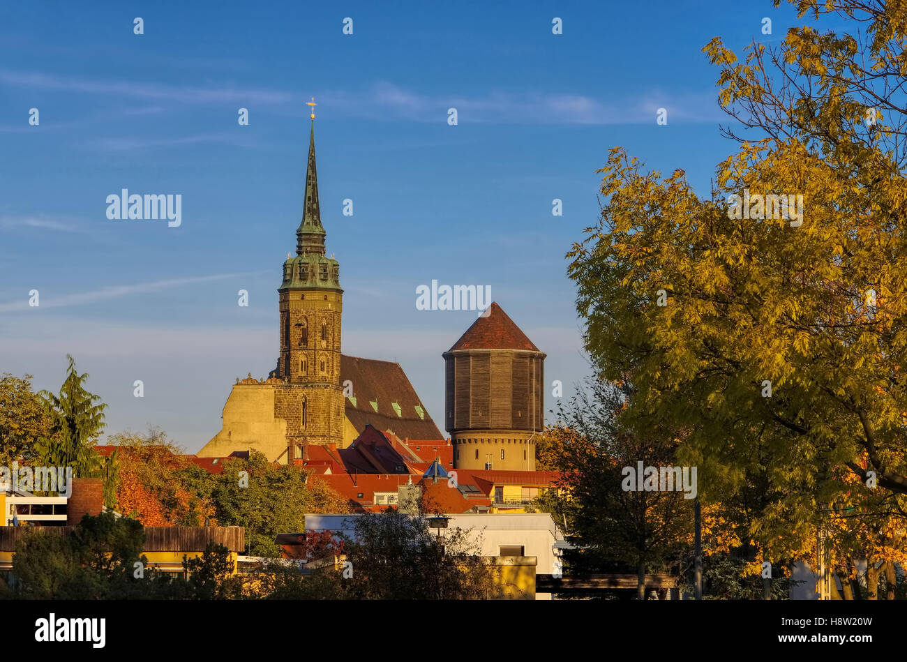 Meißner Dom und Wasserturm - ville Bautzen en Haute-lusace, Allemagne Banque D'Images