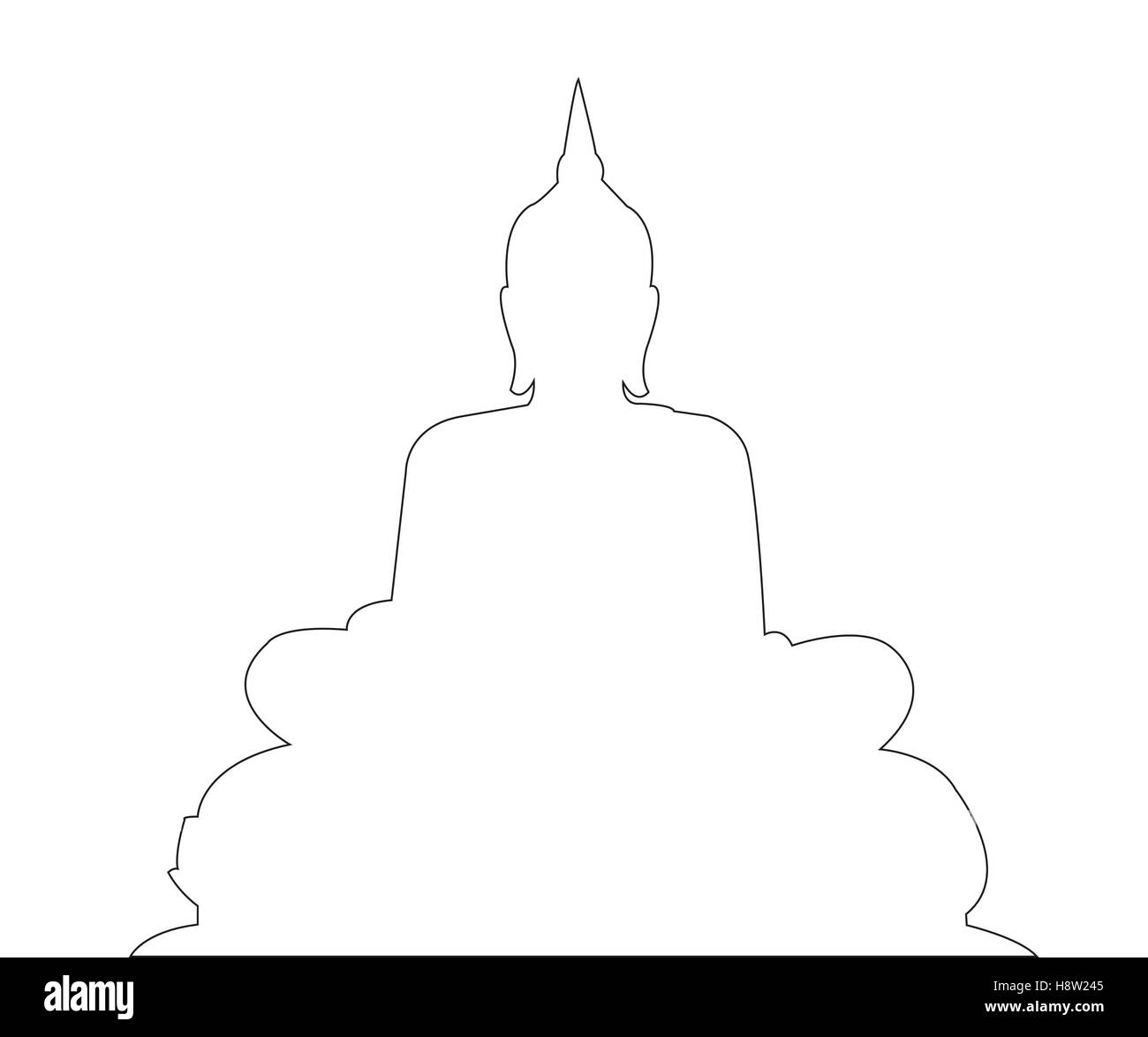 Chemin Bouddha sur le fond blanc Illustration de Vecteur