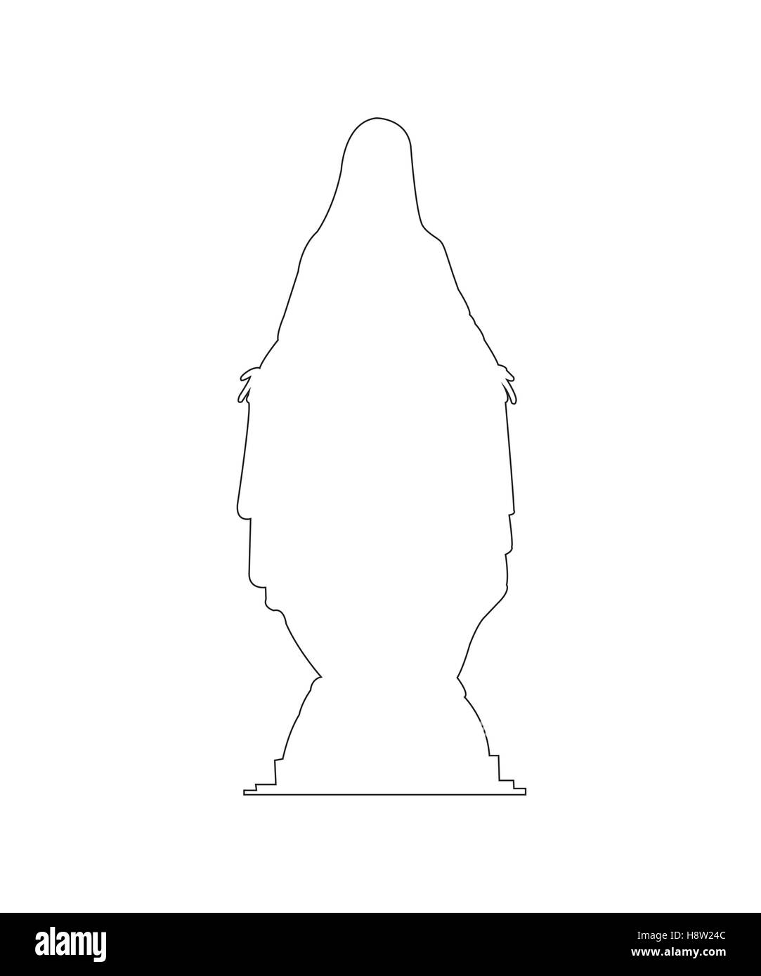 Statue Vierge Marie chemin sur le fond blanc Illustration de Vecteur
