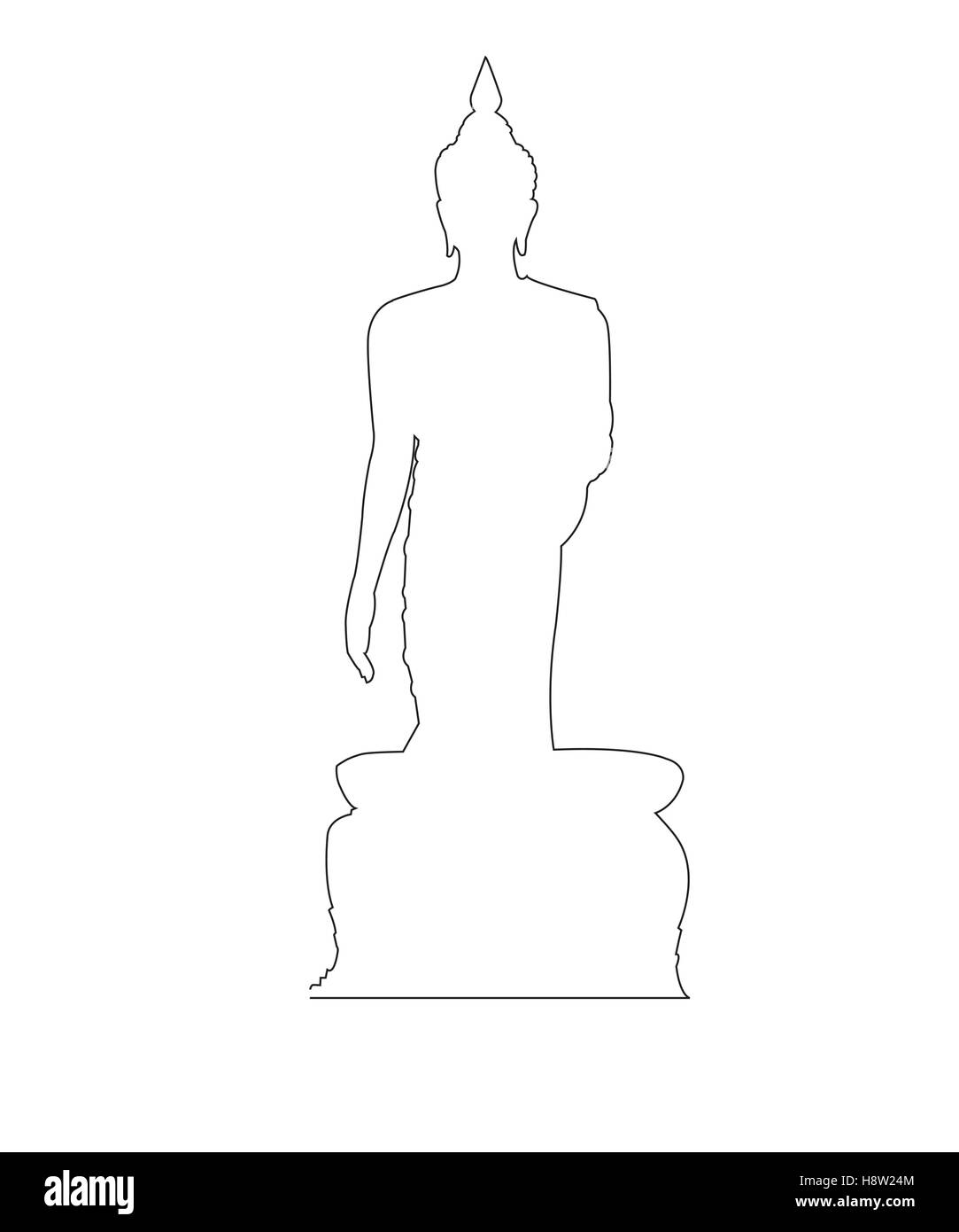 Chemin Bouddha sur le fond blanc Illustration de Vecteur