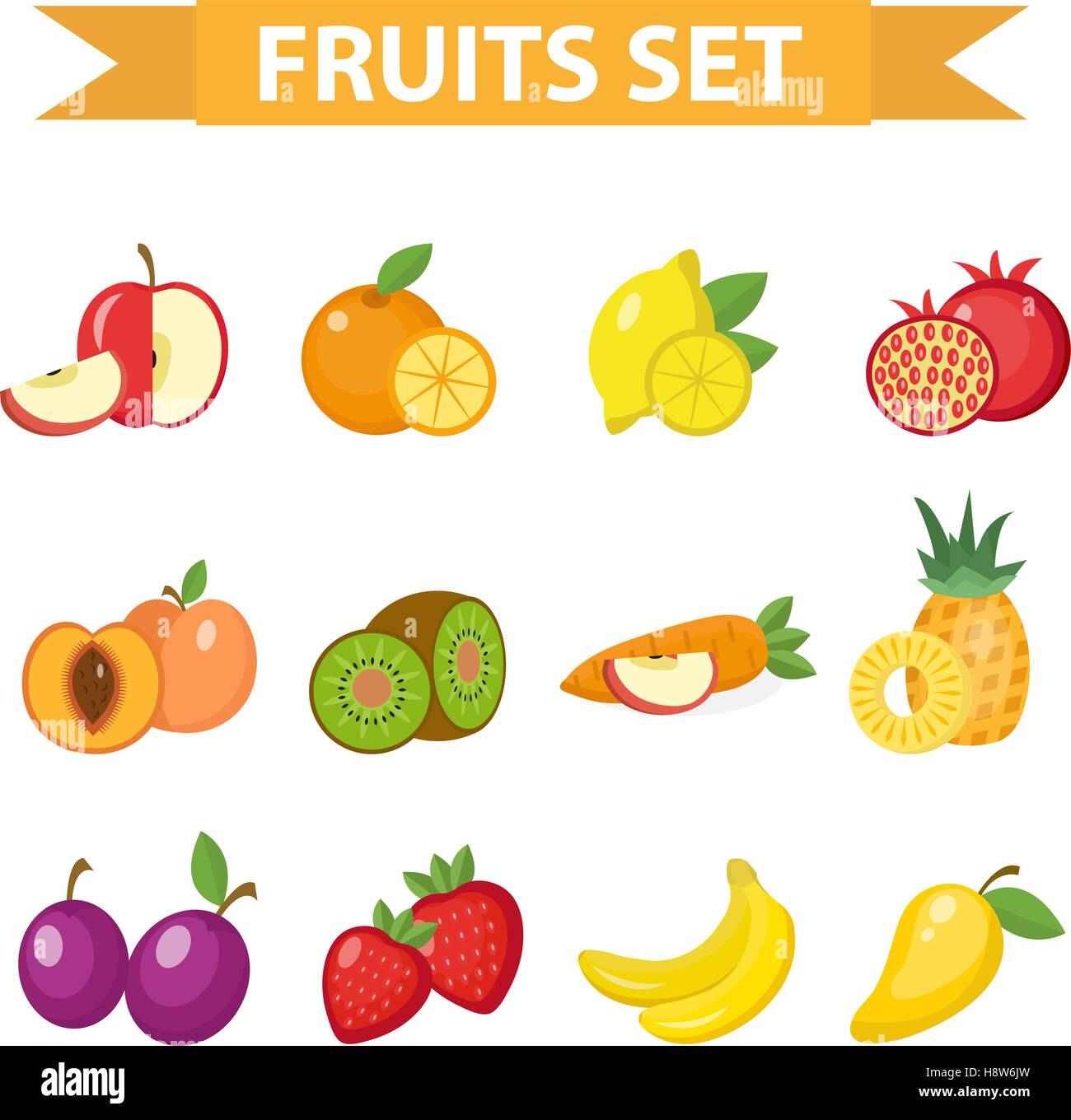 Illustration vecteur de fruits. L'icône de fruits , de style. Illustration de Vecteur