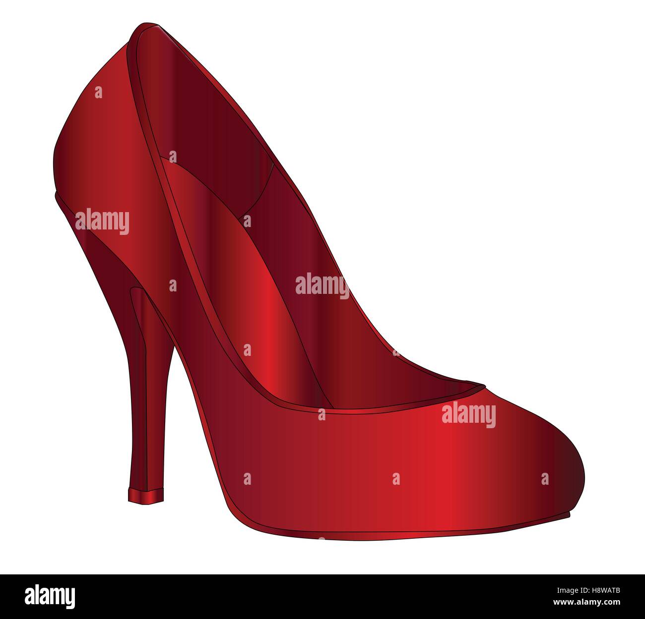 Une chaussure talon aiguille rouge rubis isolé sur fond blanc Illustration de Vecteur