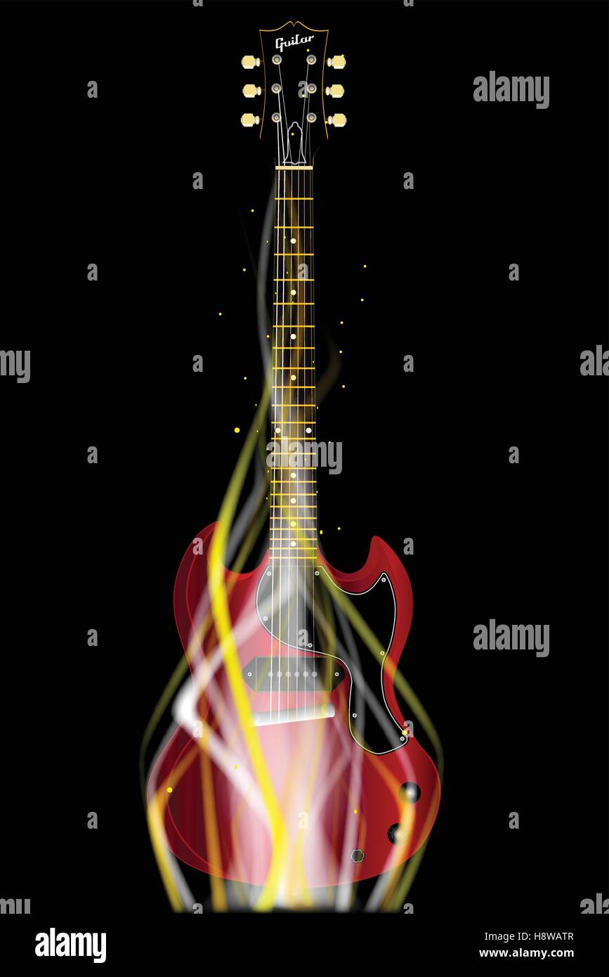 Guitare électrique solid gravure abstraite Illustration de Vecteur