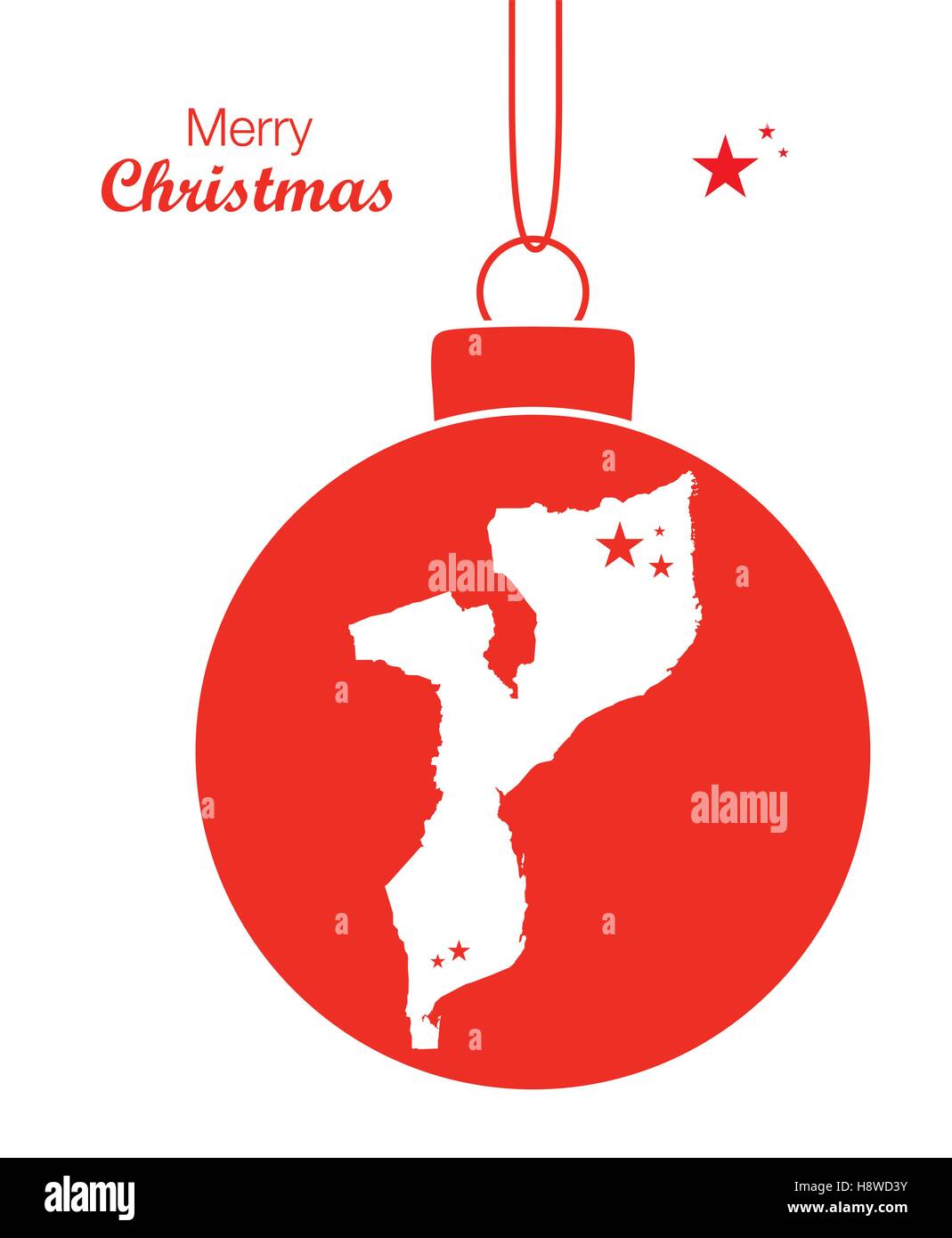 Joyeux Noël illustration thème avec carte de Mozambique Illustration de Vecteur