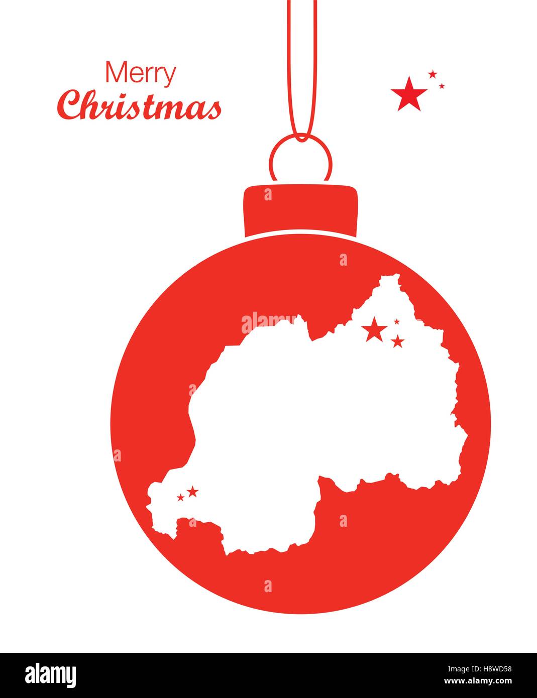Joyeux Noël thème d'illustration avec la carte du Rwanda Illustration de Vecteur