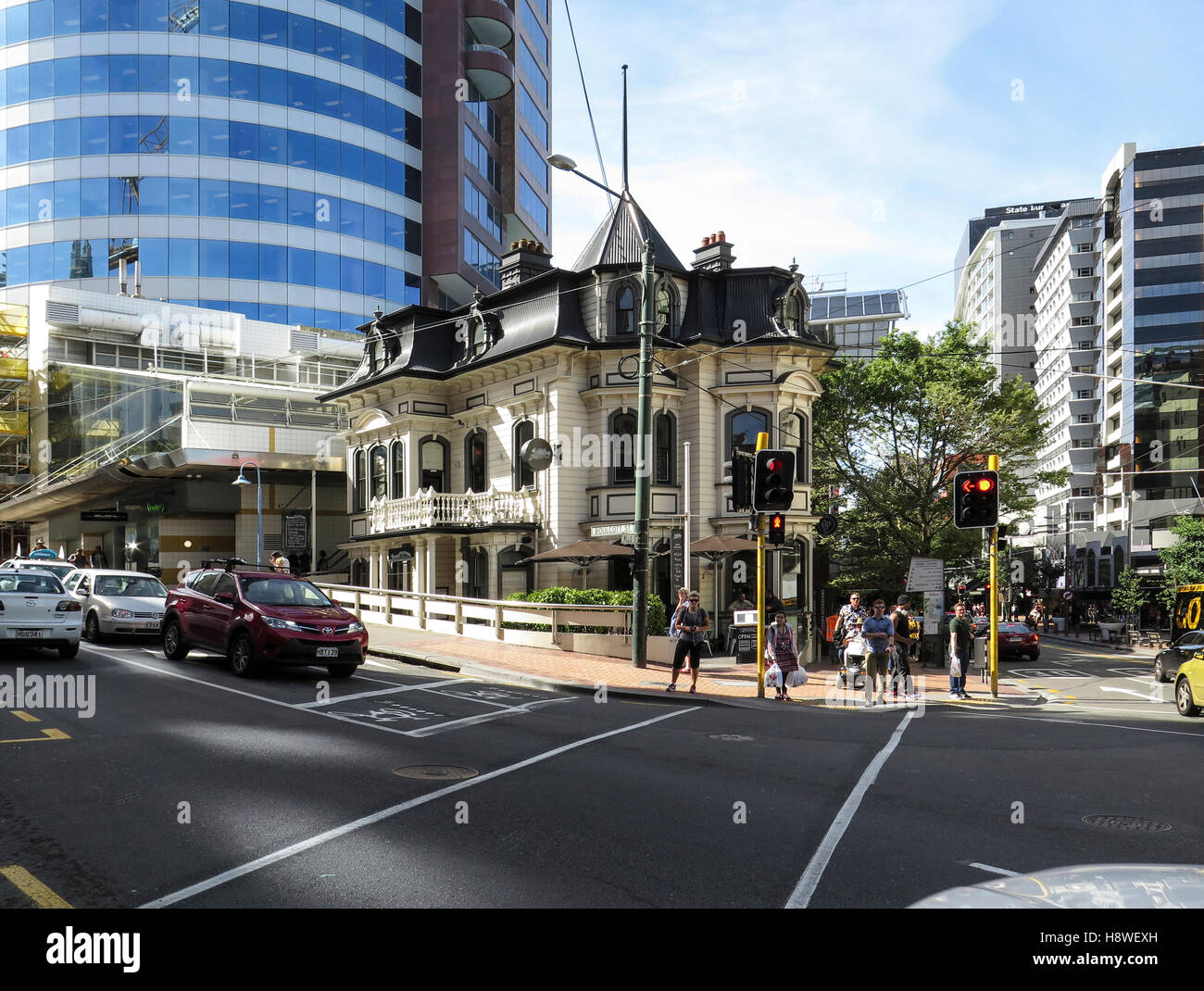 Bâtiments dans le centre-ville de Wellington, Île du Nord, Nouvelle-Zélande Banque D'Images