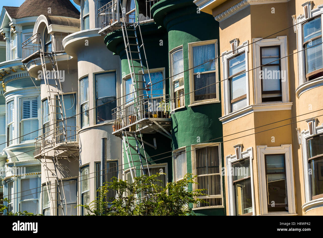 San Francisco, CA, USA, scènes de rue, de l'âge victorien traditionnel, des maisons de l'architecture des façades, dans la région de Haight Ashberry District,gentrification [USA] Banque D'Images