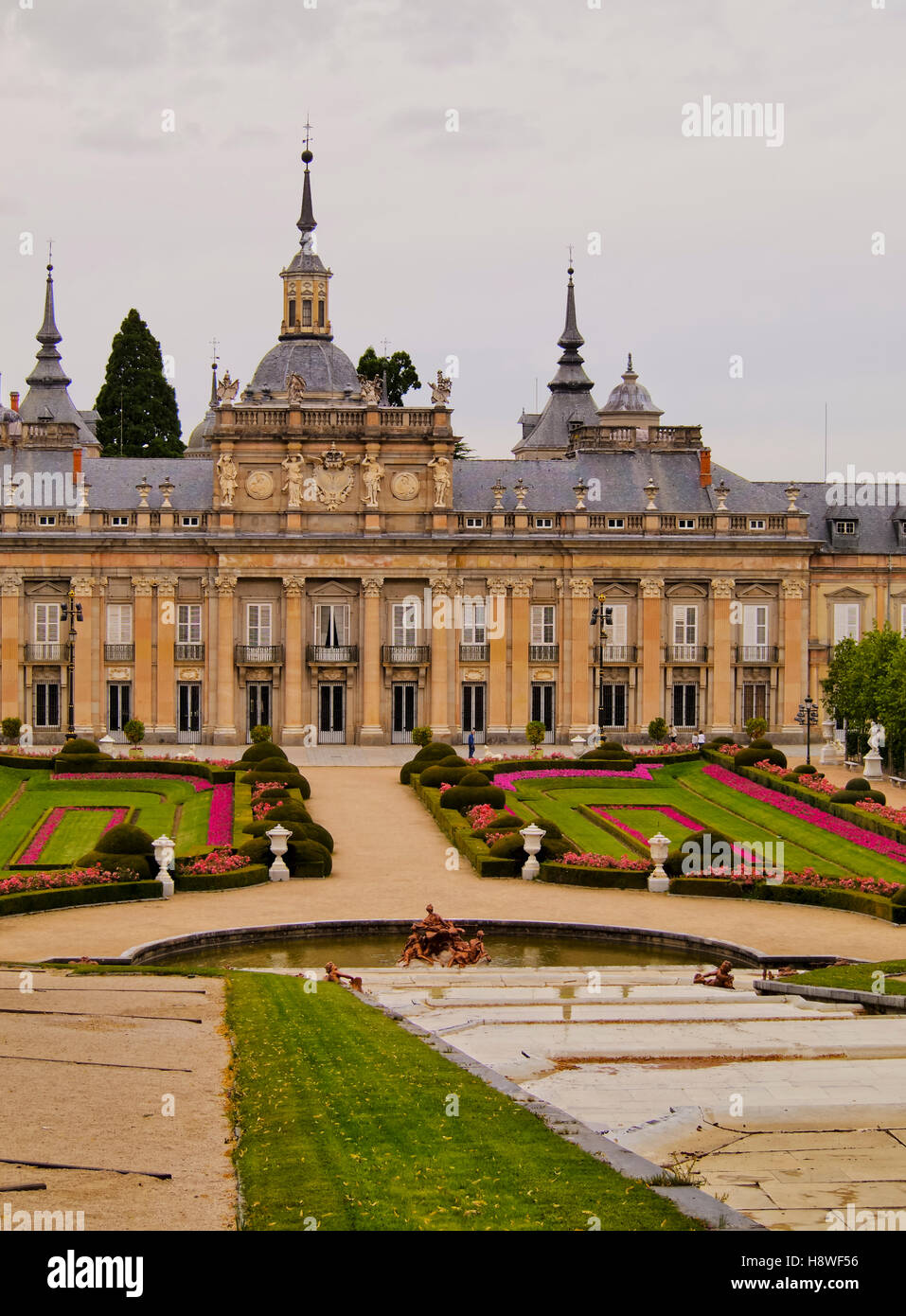 L'Espagne, Castille et Leon, province de Ségovie, San Ildefonso, vue du Palais Royal de La Granja de San Ildefonso. Banque D'Images