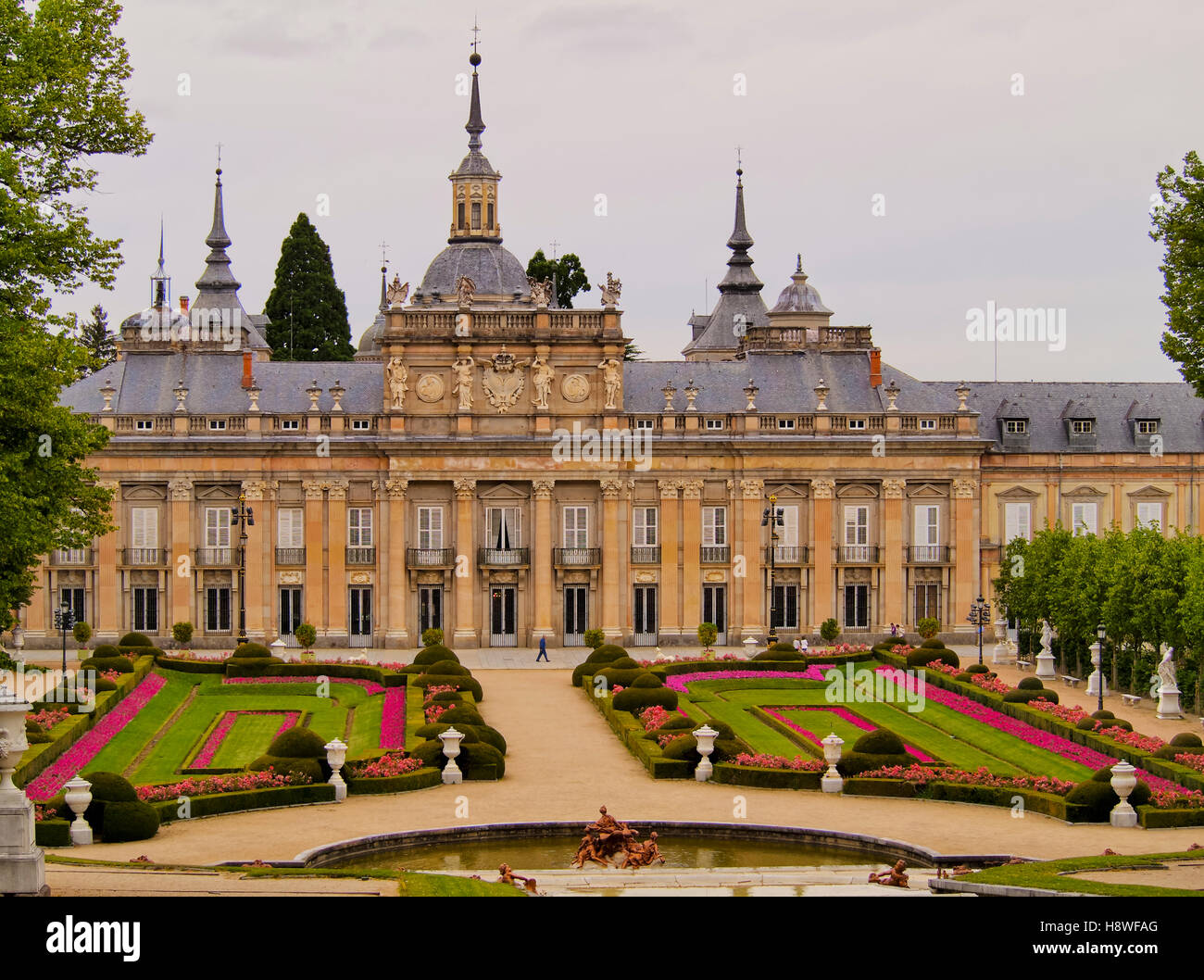 L'Espagne, Castille et Leon, province de Ségovie, San Ildefonso, vue du Palais Royal de La Granja de San Ildefonso. Banque D'Images