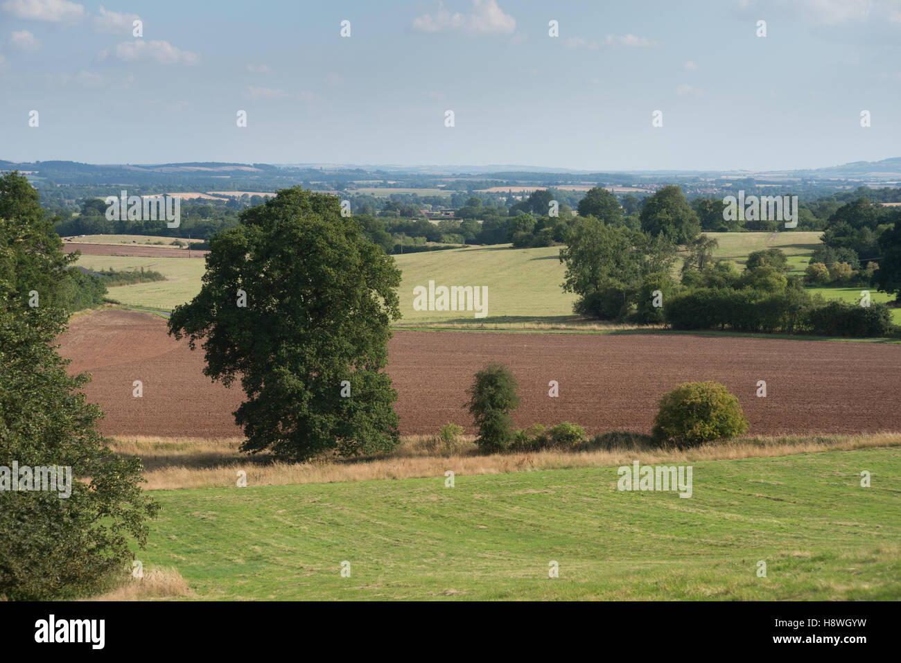 Une vue sur la campagne en direction de Stratford-upon-Avon de Snitterfield, Warwickshire, England, UK Banque D'Images