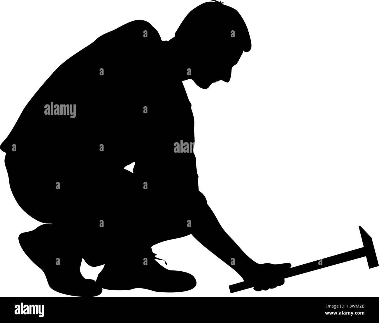 L'homme Silhouette avec un marteau sur un fond blanc, vector illustration Illustration de Vecteur