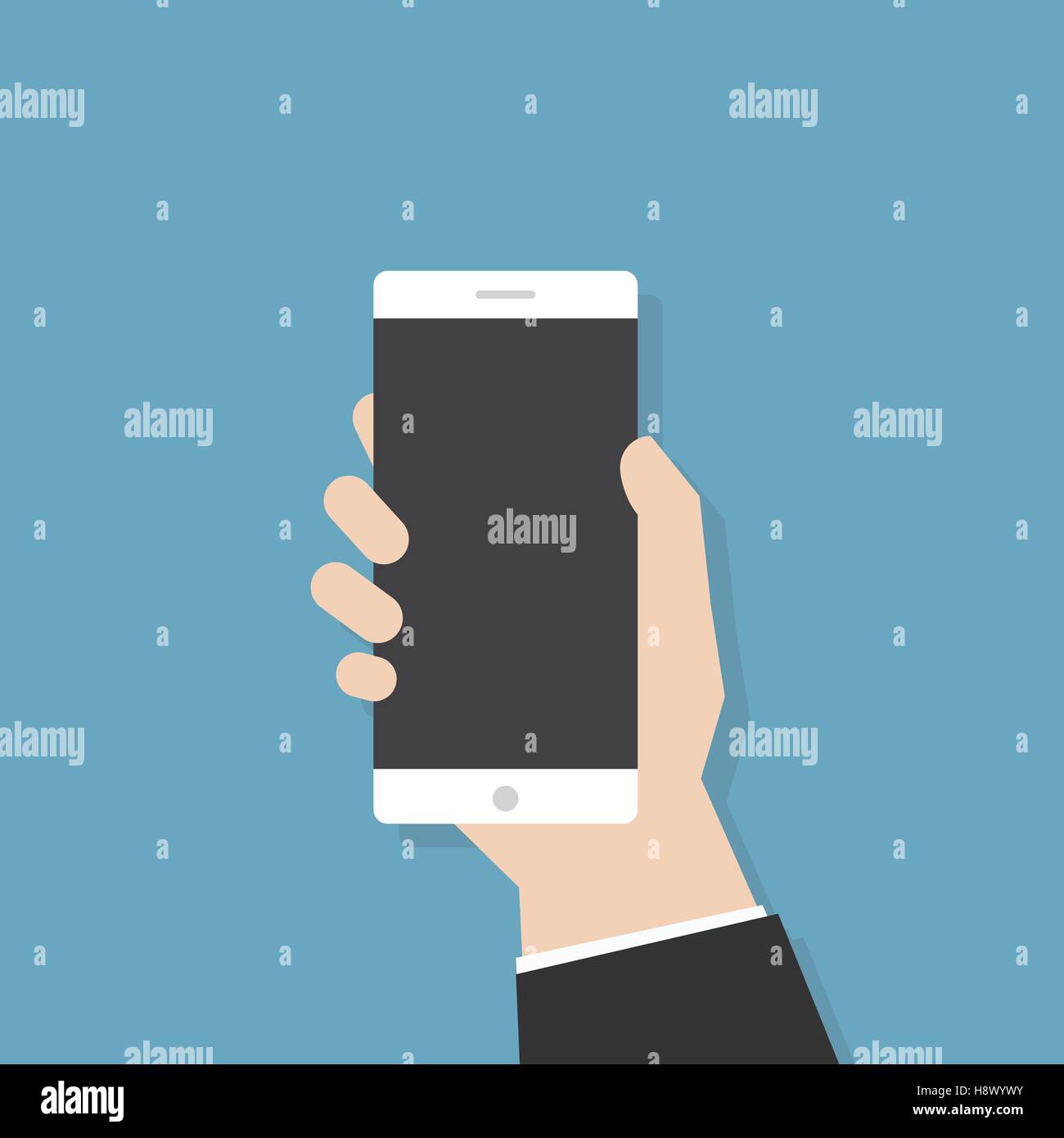 Télévision simple illustration. Hand holding empty smartphone. Modèle d'application Téléphone. Illustration de Vecteur