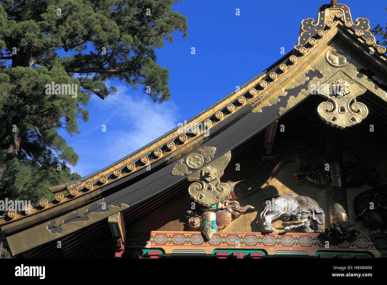 Japon, Nikko, Toshogu, détail d'architecture, Banque D'Images