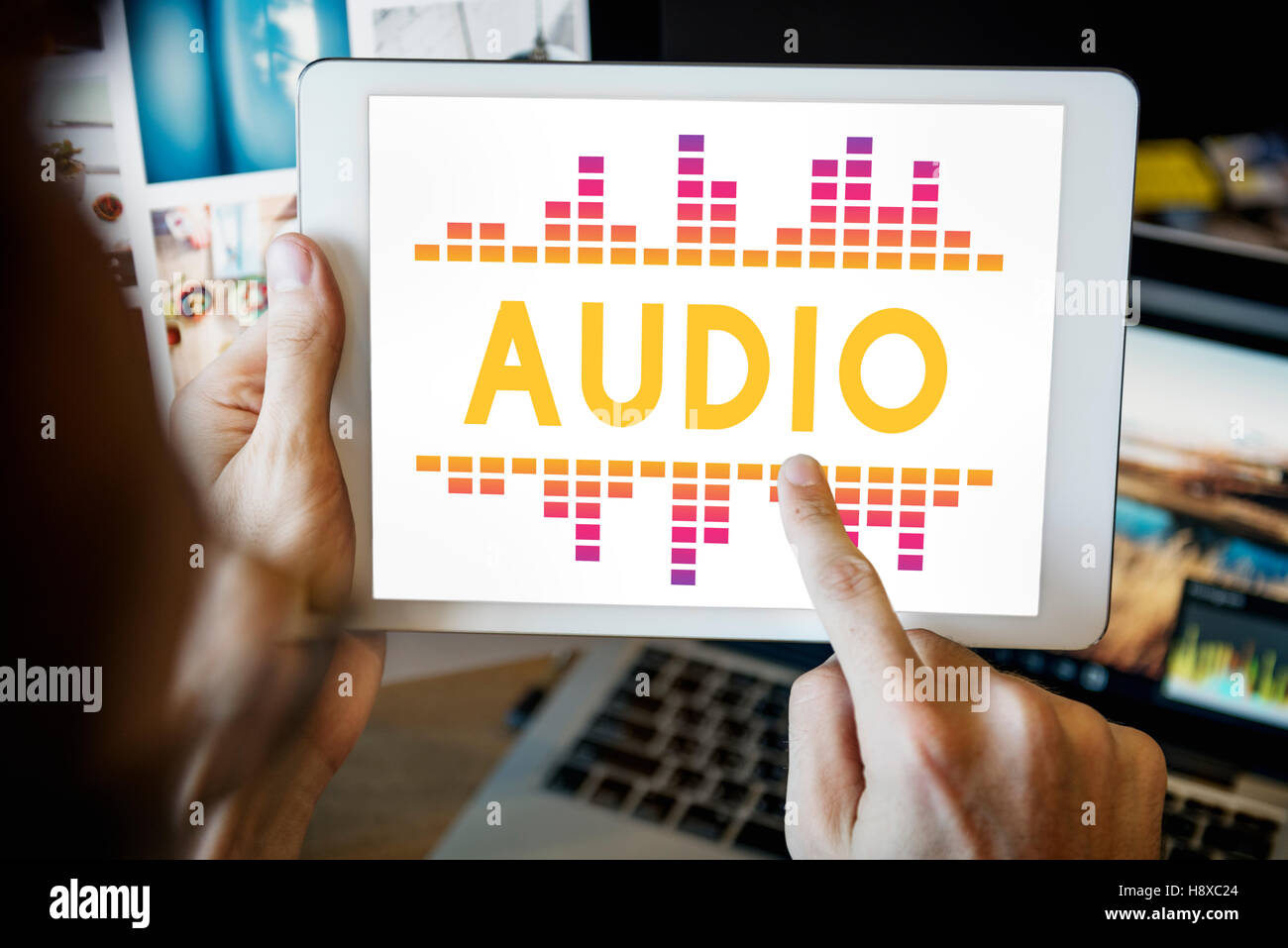 Égaliseur numérique audio Music Musiques Onde sonore Concept Graphique Banque D'Images