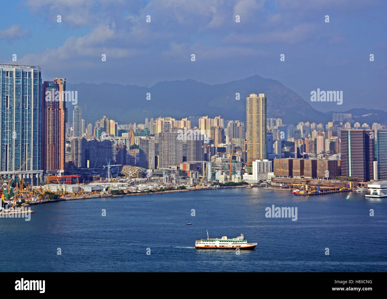 Vue aérienne sur la péninsule de Kowloon Hong Kong, Chine Banque D'Images