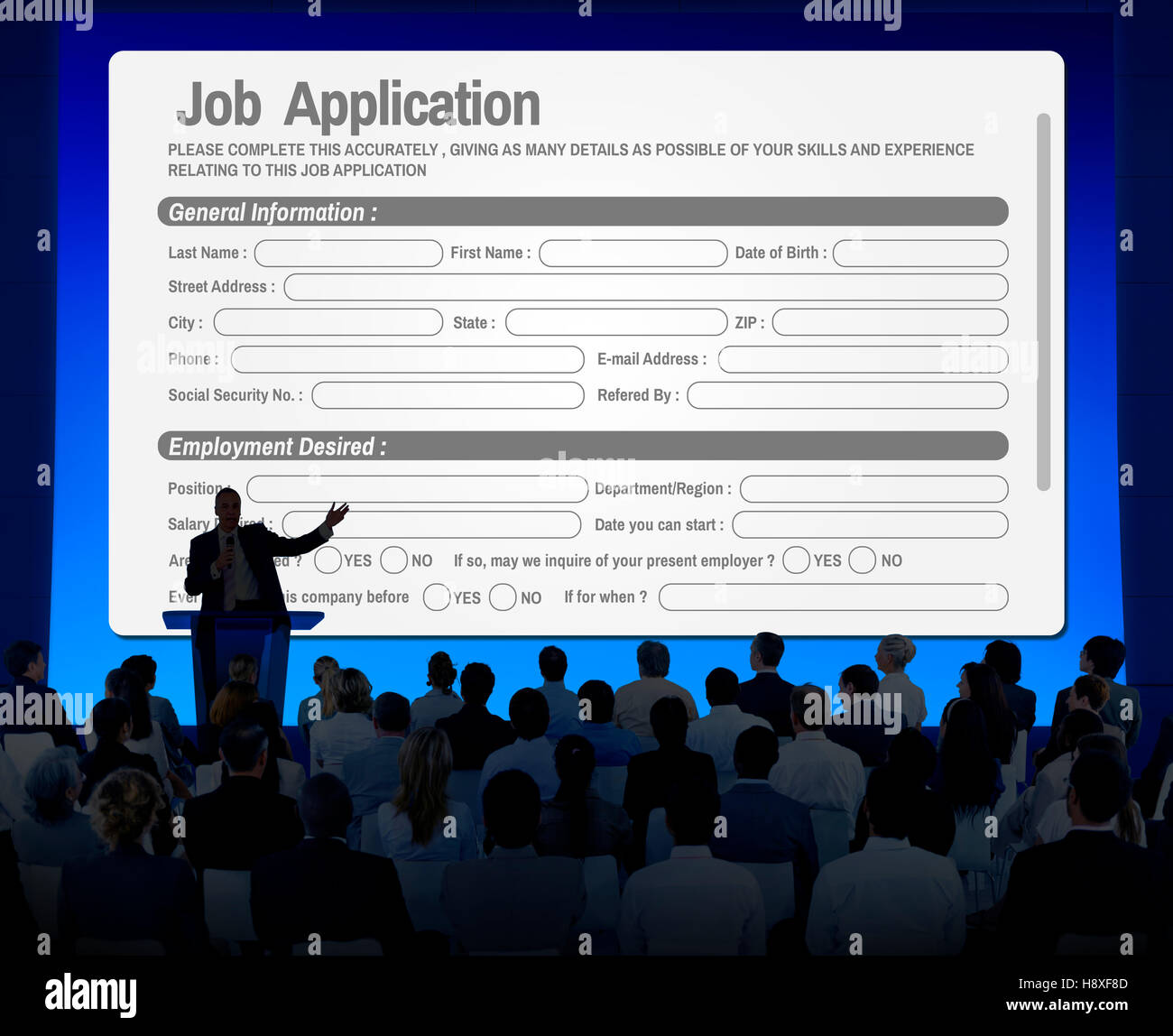 Formulaire de demande d'emploi Web en ligne Concept Banque D'Images