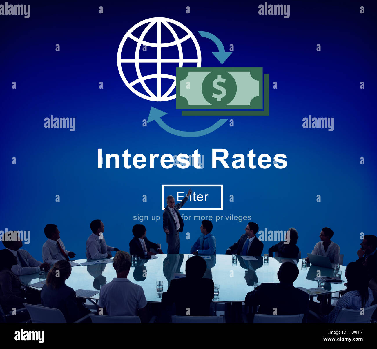 Les taux d'intérêt financier de l'économie Concept Pourcentage Banque D'Images