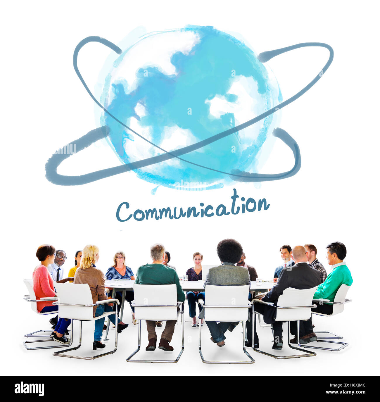Les réseaux de communication en ligne Technologie Concept Banque D'Images