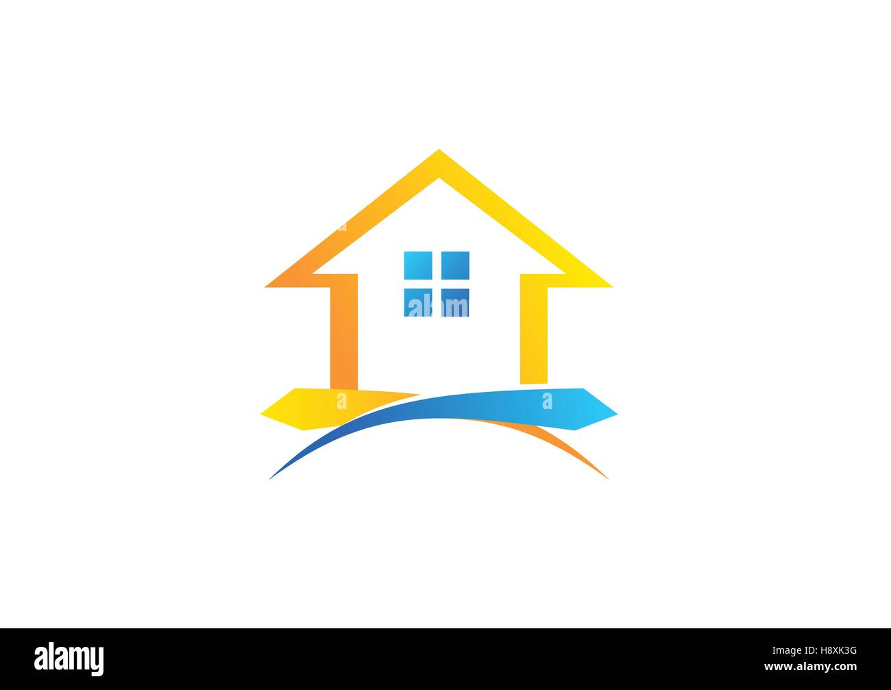 Logo de la flèche accueil maison, symbole, icône de l'immobilier, vecteur conception construction Illustration de Vecteur