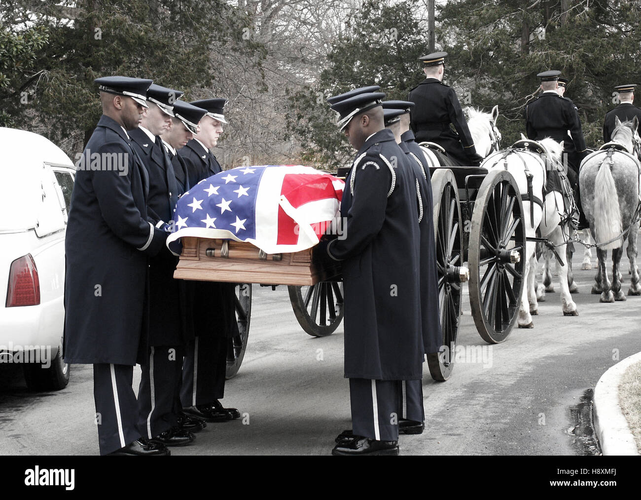 Washington DC, le cimetière d'Arlington - 26 janvier 2005. Funérailles militaires pour la DEUXIÈME GUERRE MONDIALE, un officier de l'Armée de l'air à la retraite Banque D'Images