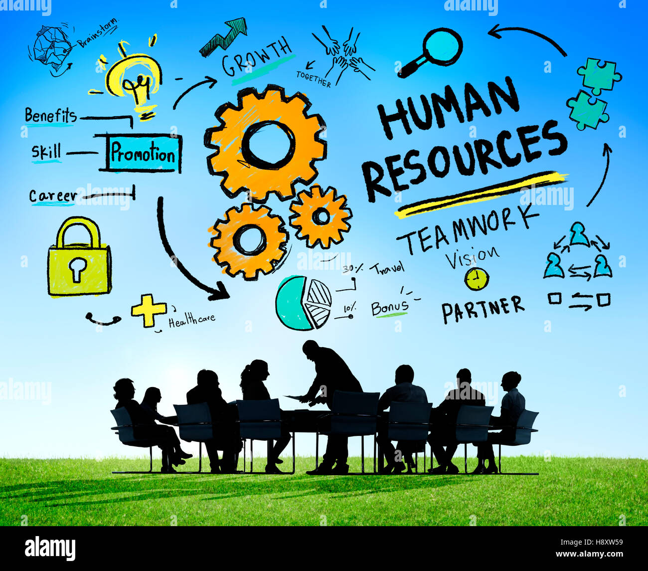 Offres d'emploi des ressources humaines Réunion d'affaires d'équipe Concept Banque D'Images