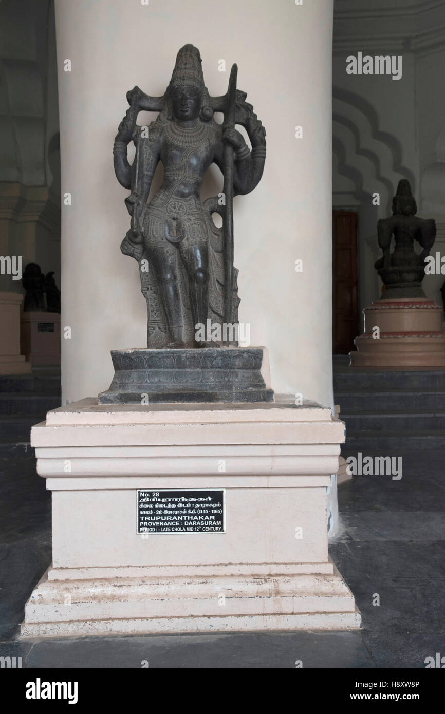 Shiva comme tripurantaka, thanjavur maratha palace museum, tanjore, Tamil Nadu, Inde Banque D'Images