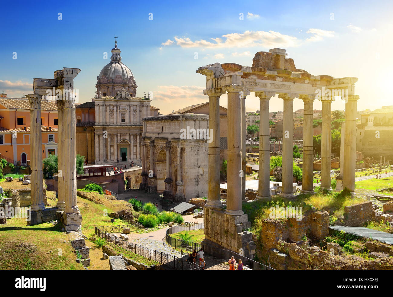 Vestiges romains de Rome, Italie Banque D'Images