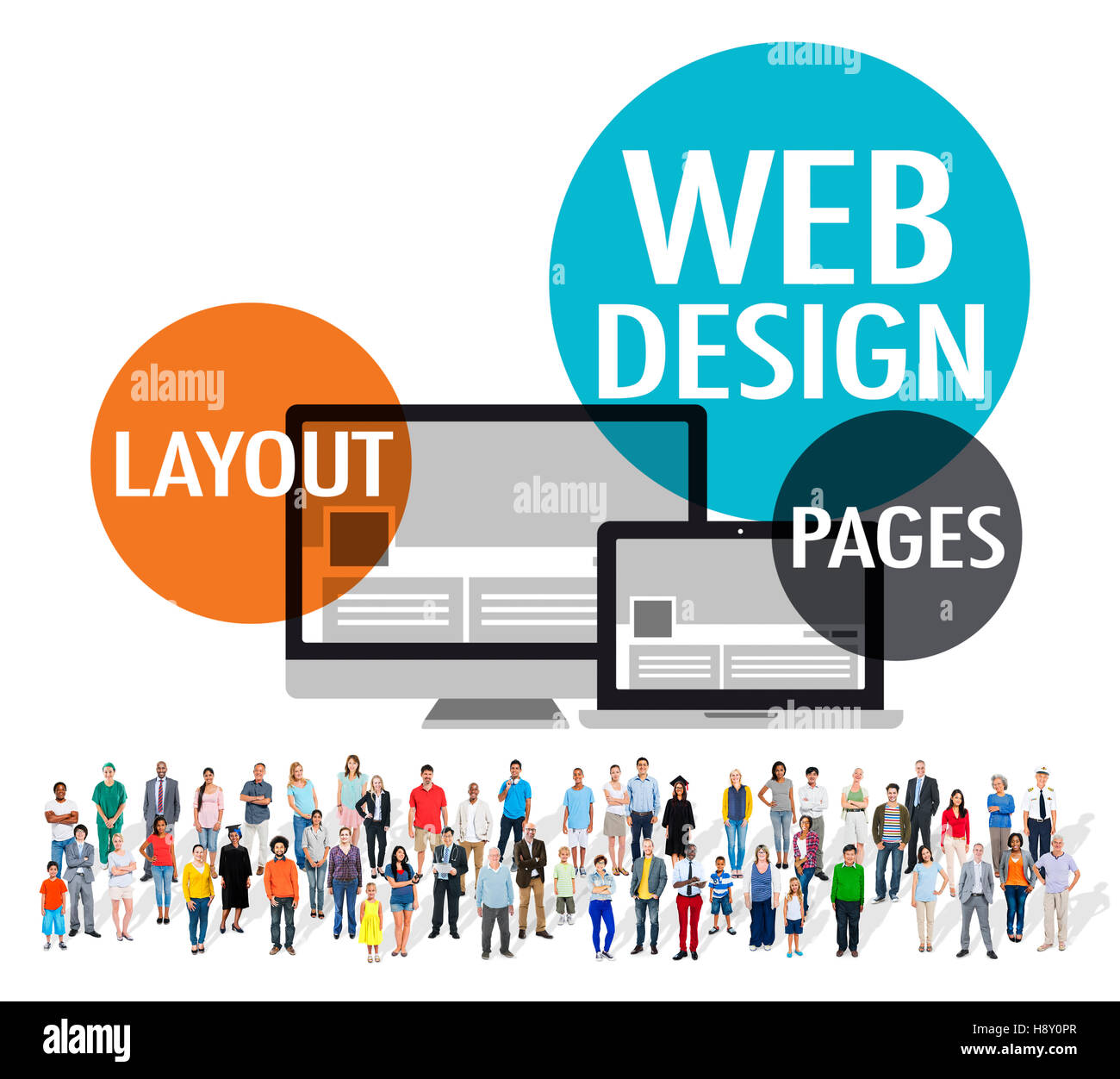 Site Web de création de contenu Web Design Concept réactif Banque D'Images