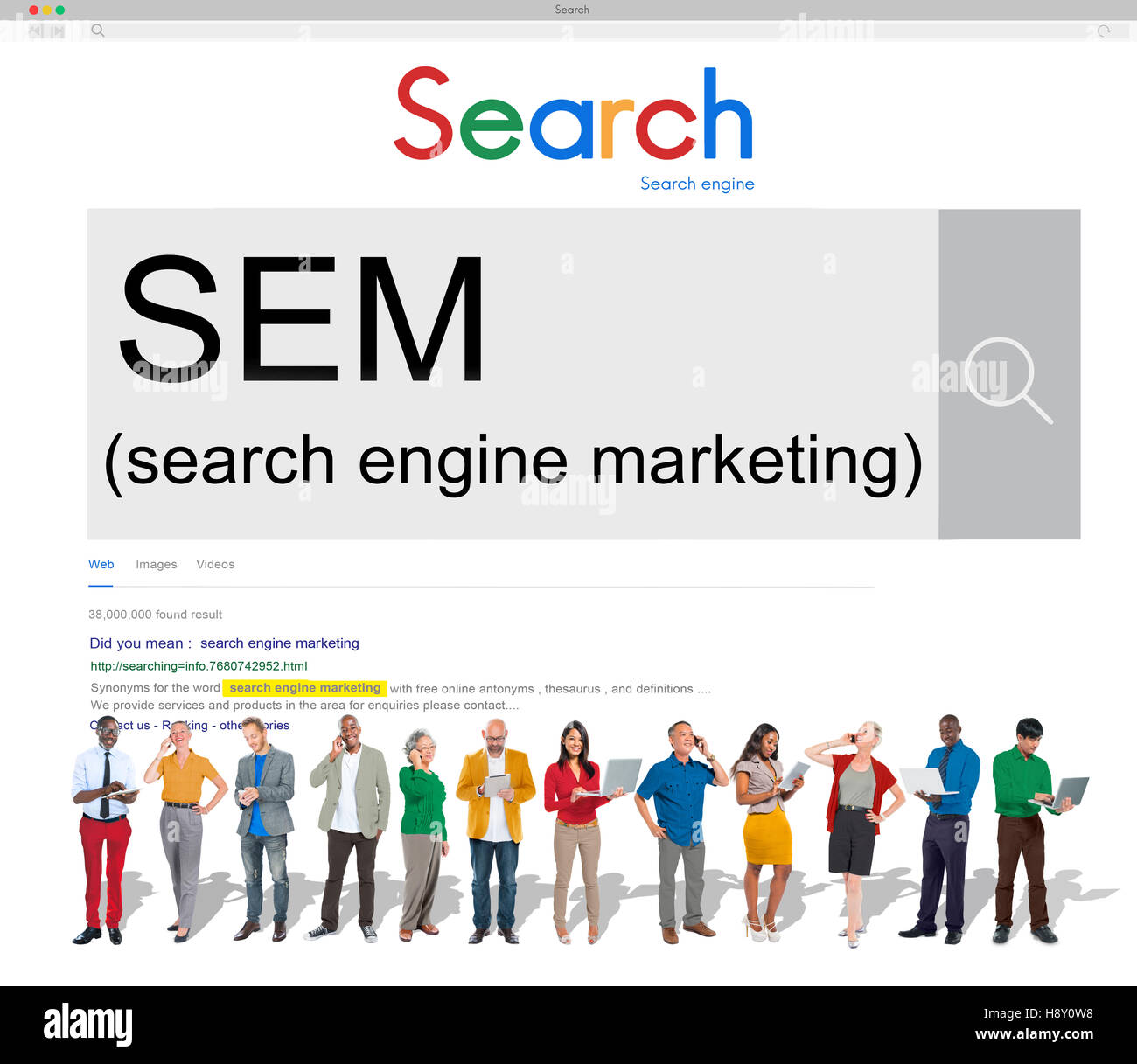 SEM Search Engine Marketing La stratégie de l'entreprise Concept Banque D'Images